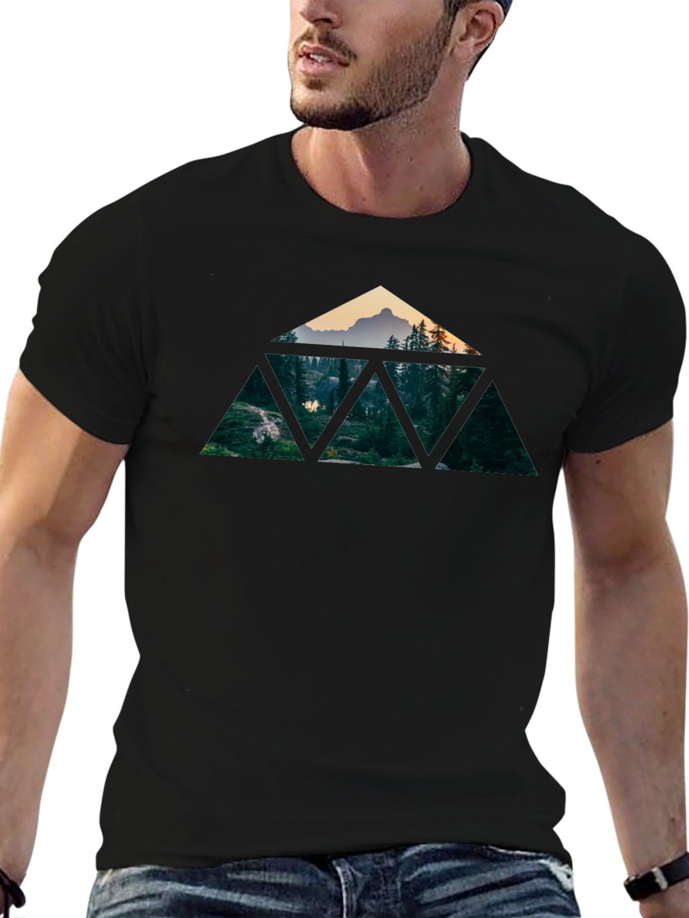 Geometric Mountain Forest T-Shirt