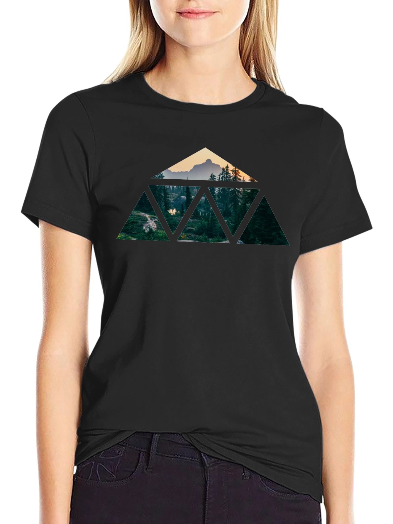 Geometric Mountain Forest T-Shirt