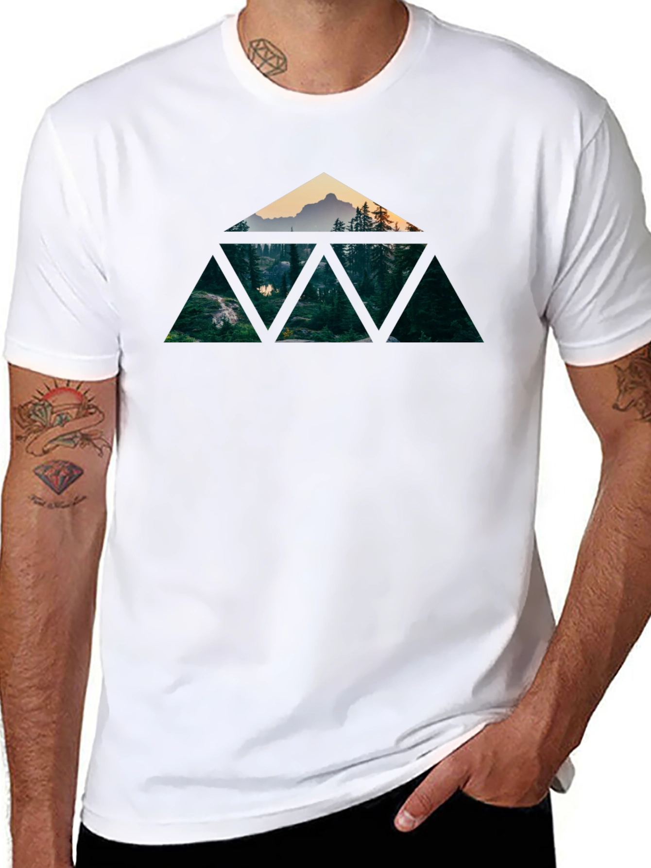 Geometric Mountain Forest T-Shirt