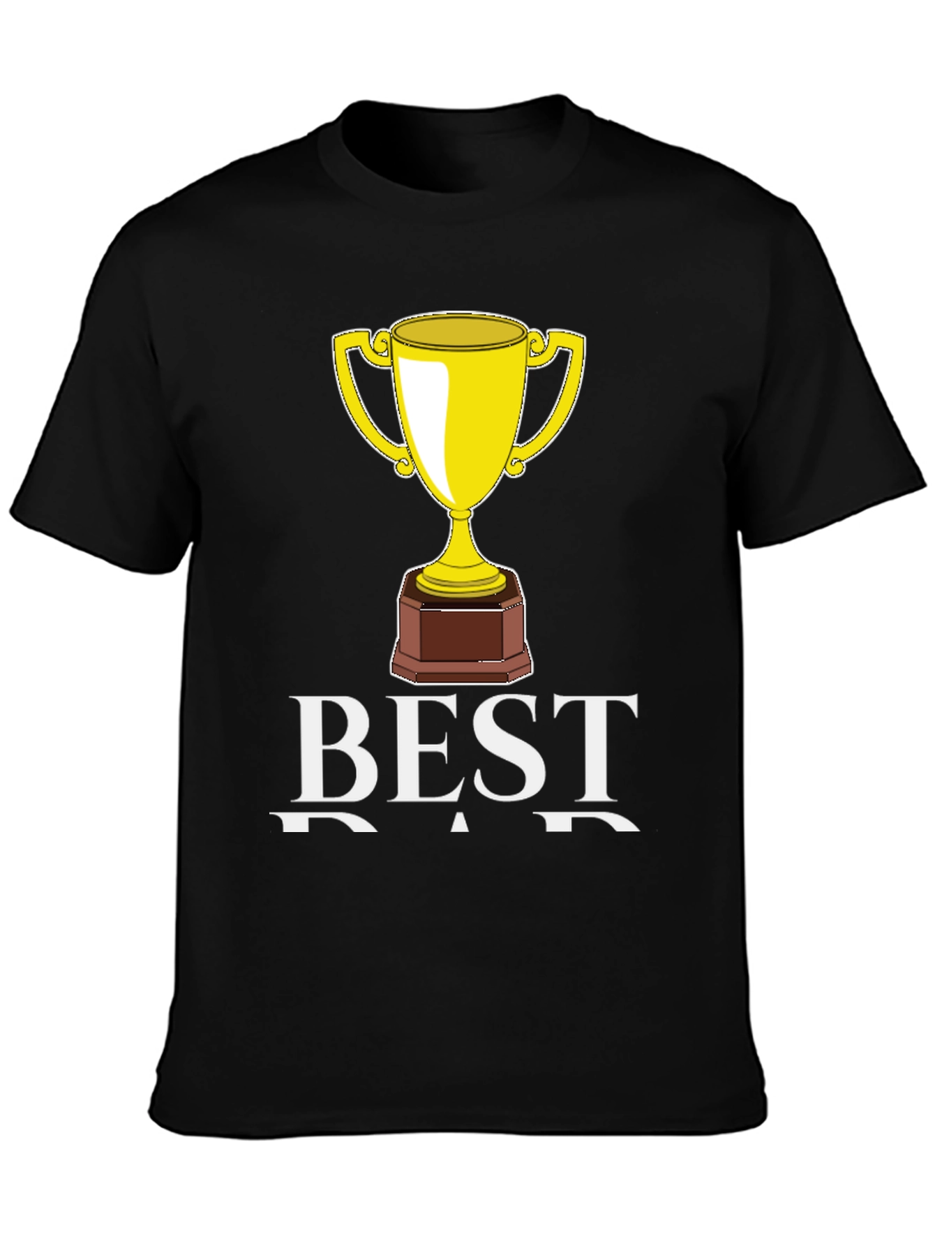 Best Dad Trophy Graphic Tee - Black Cotton T-Shirt