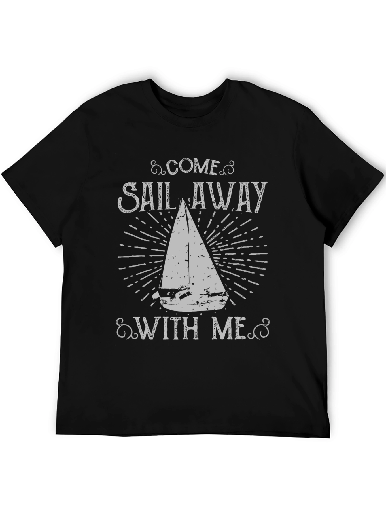 Come Sail Away Graphic Tee - Black Cotton T-Shirt