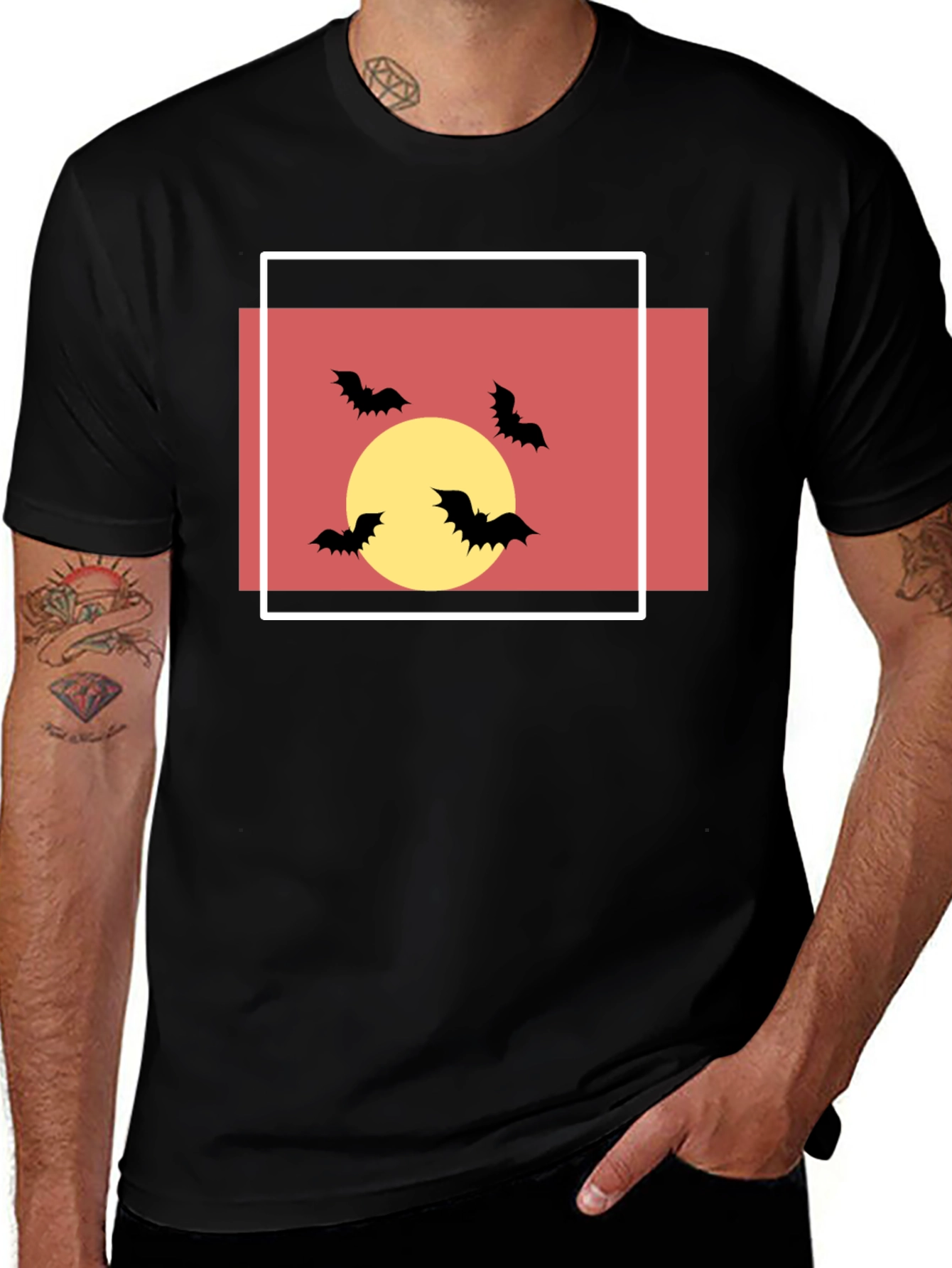 Spooky Bats Graphic Tee - Halloween Style