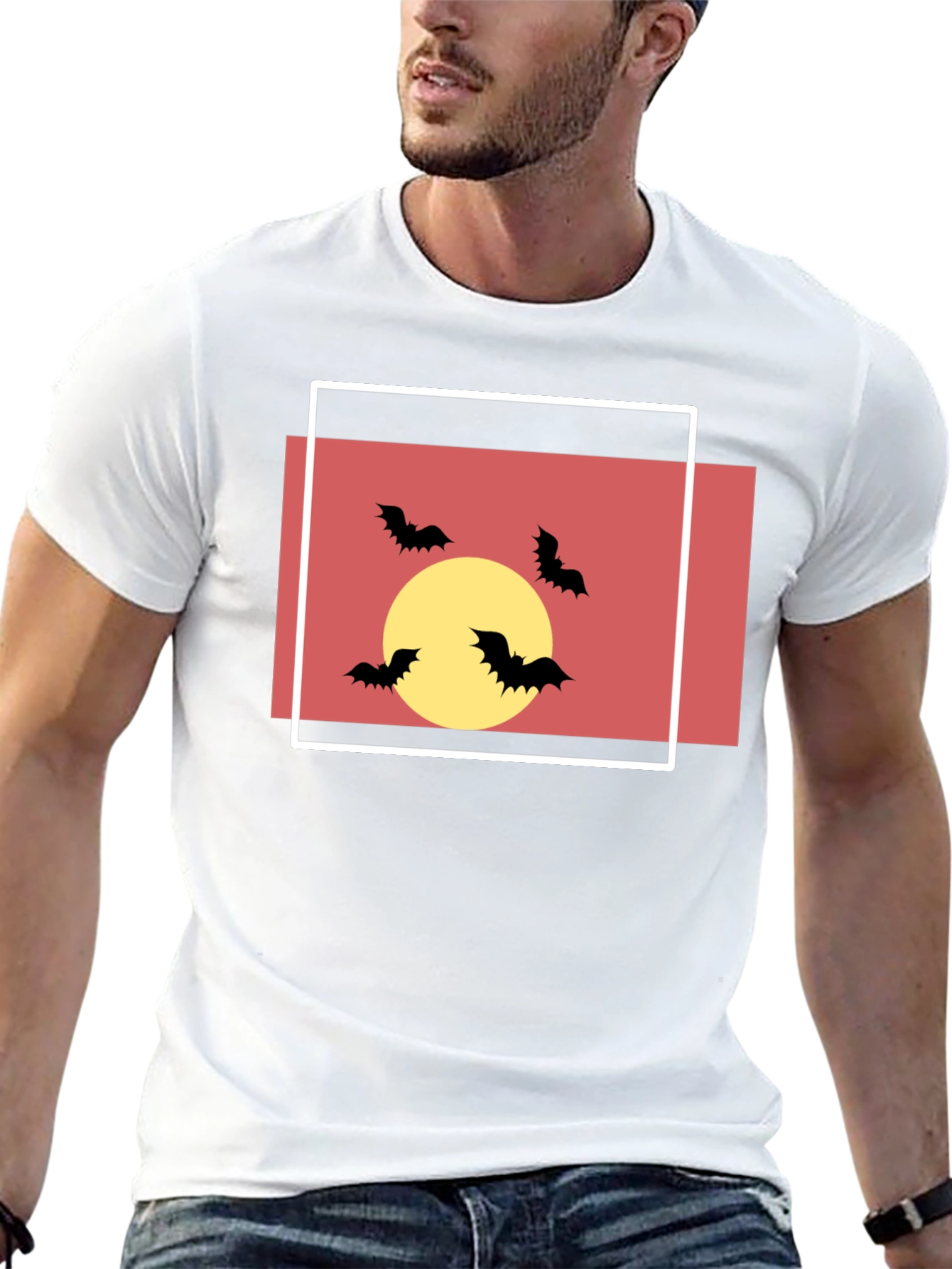 Spooky Bats Graphic Tee - Halloween Style