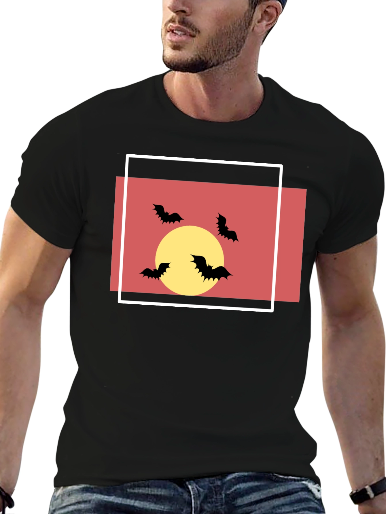 Spooky Bats Graphic Tee - Halloween Style