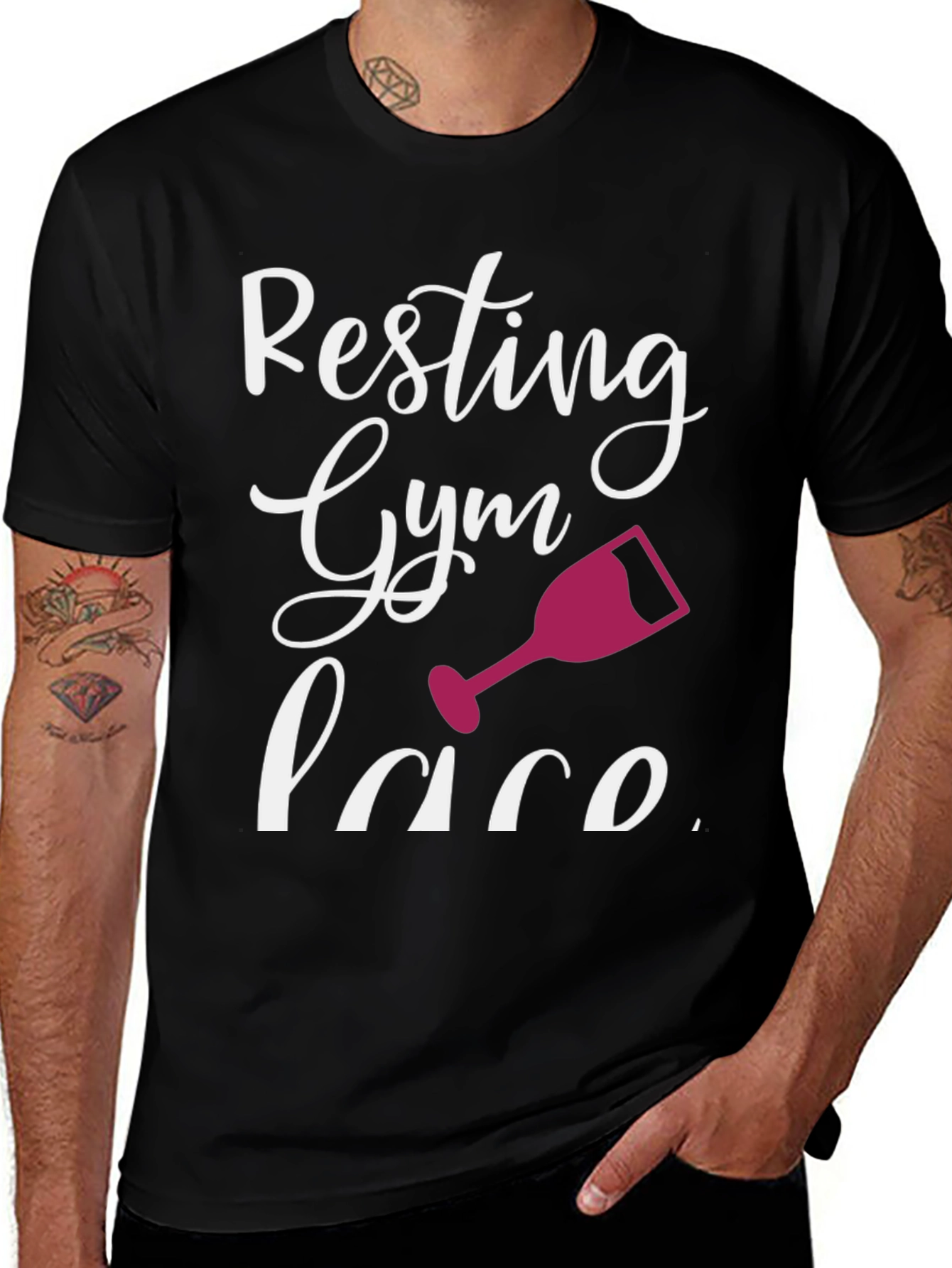 Resting Gym Face Wine Glass Graphic T-Shirt