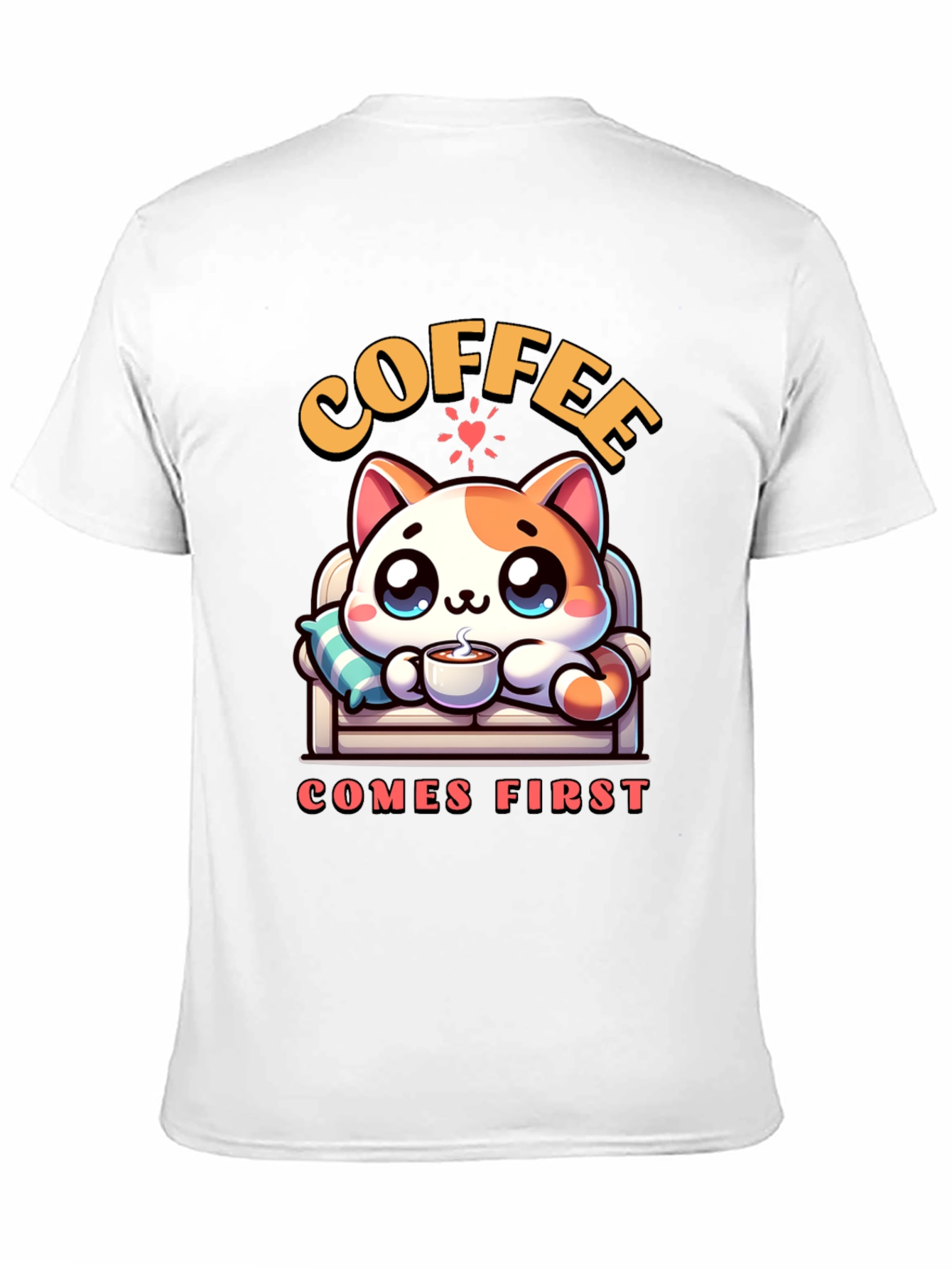 Coffee First Cat Graphic Tee - Cute & Cozy