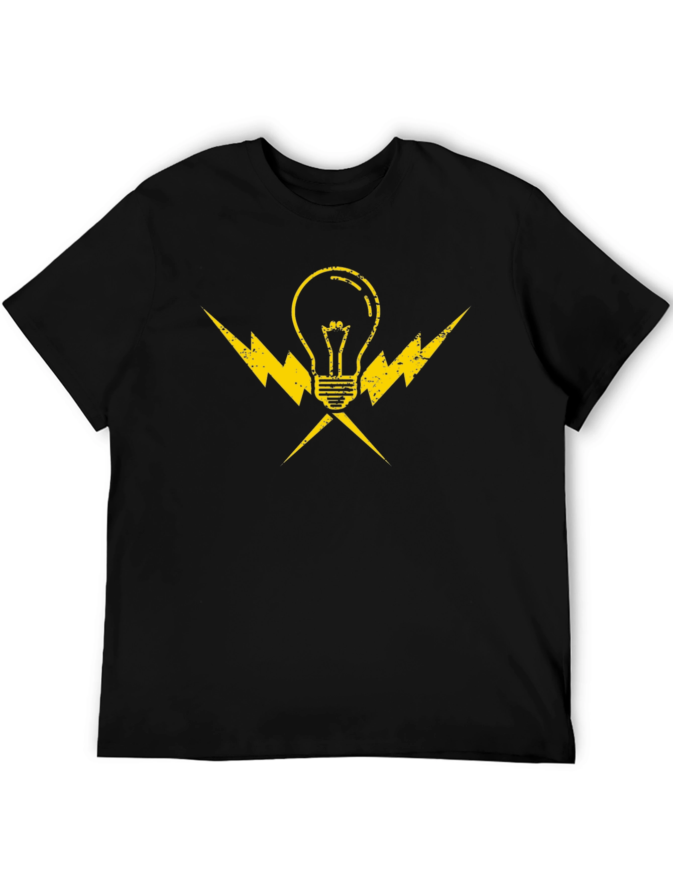 Electrician Light Bulb Bolt Tee - Black Cotton