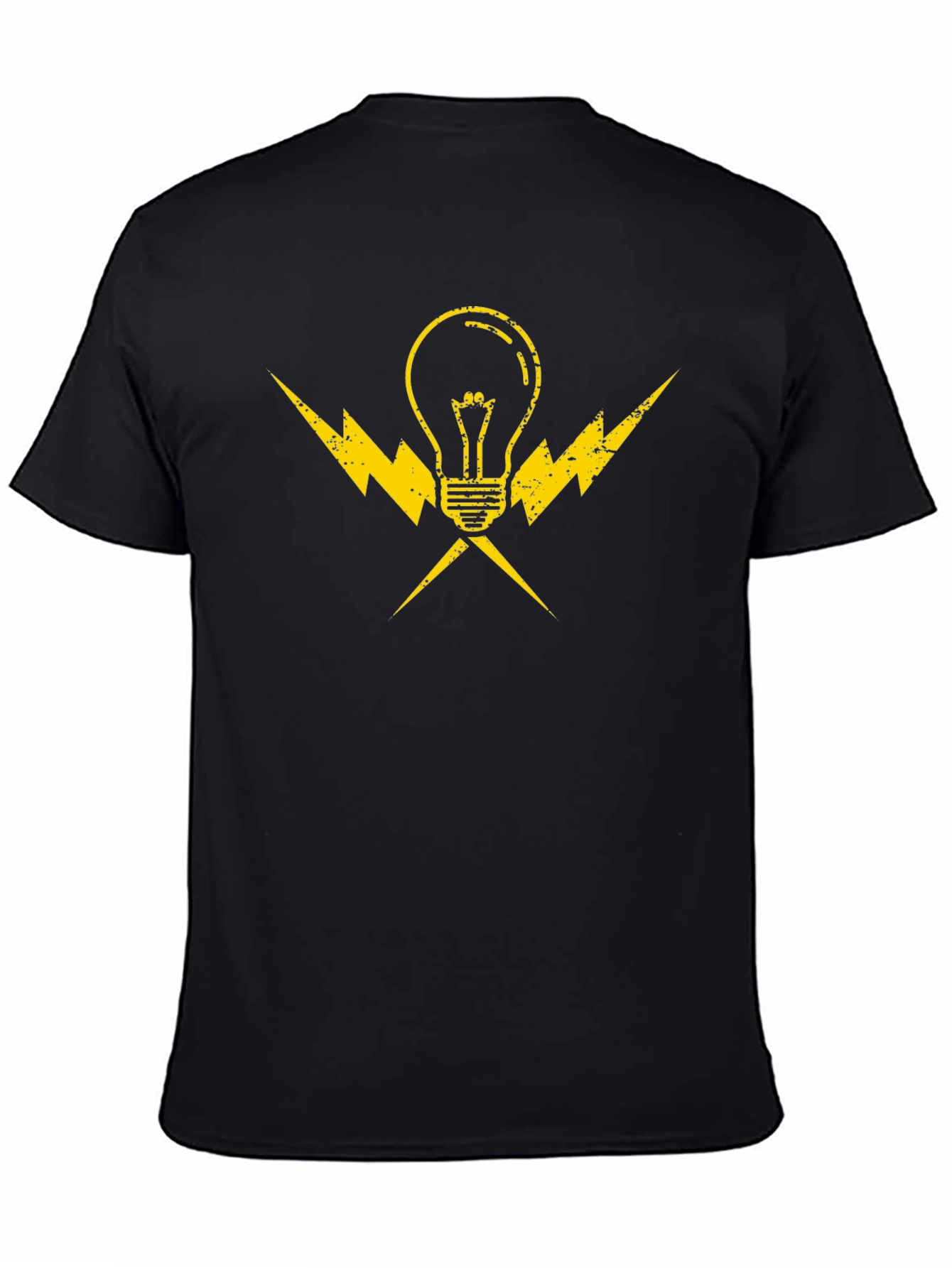 Electrician Light Bulb Bolt Tee - Black Cotton