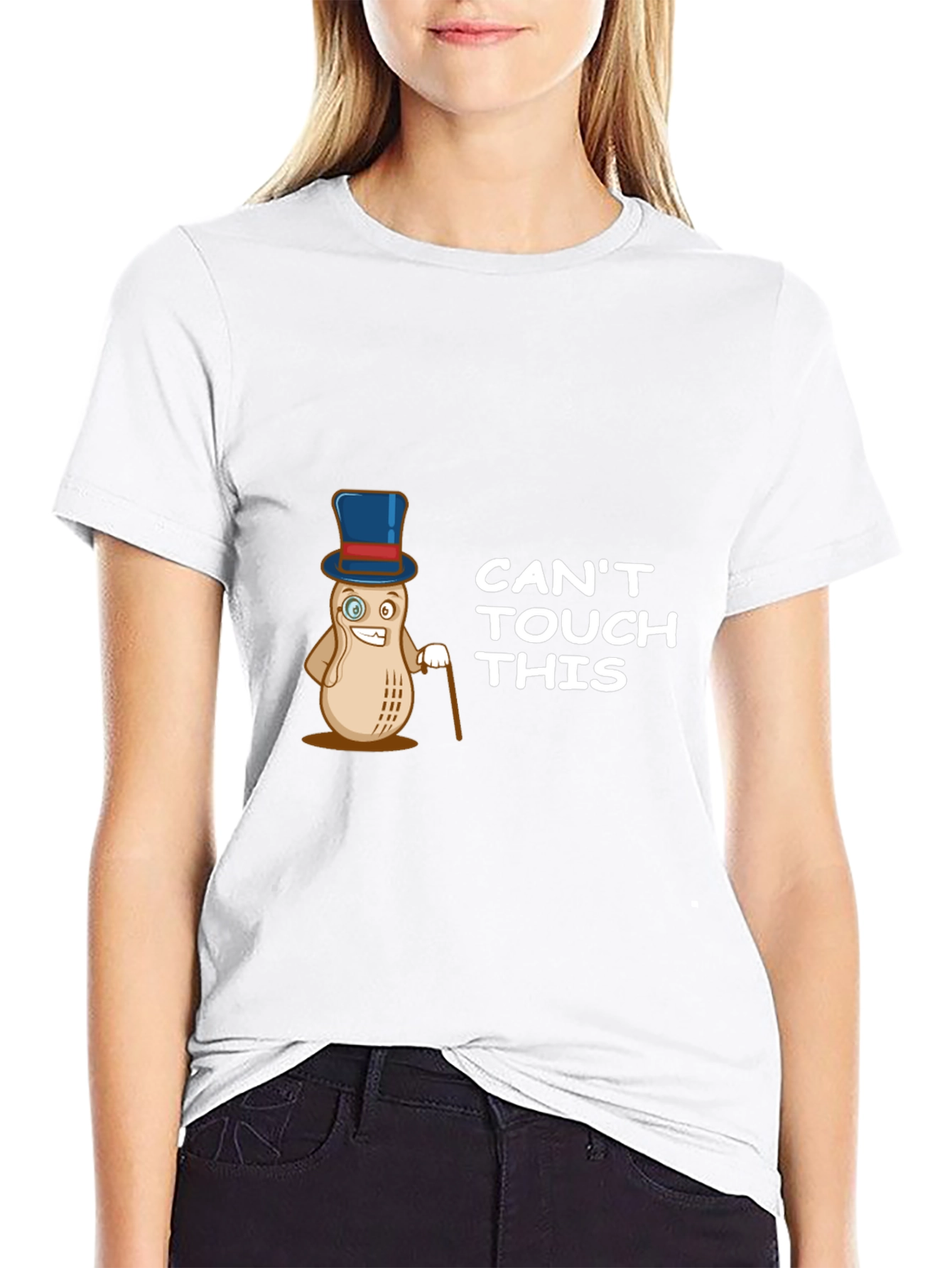 Cant Touch This Peanut Graphic Tee - Black