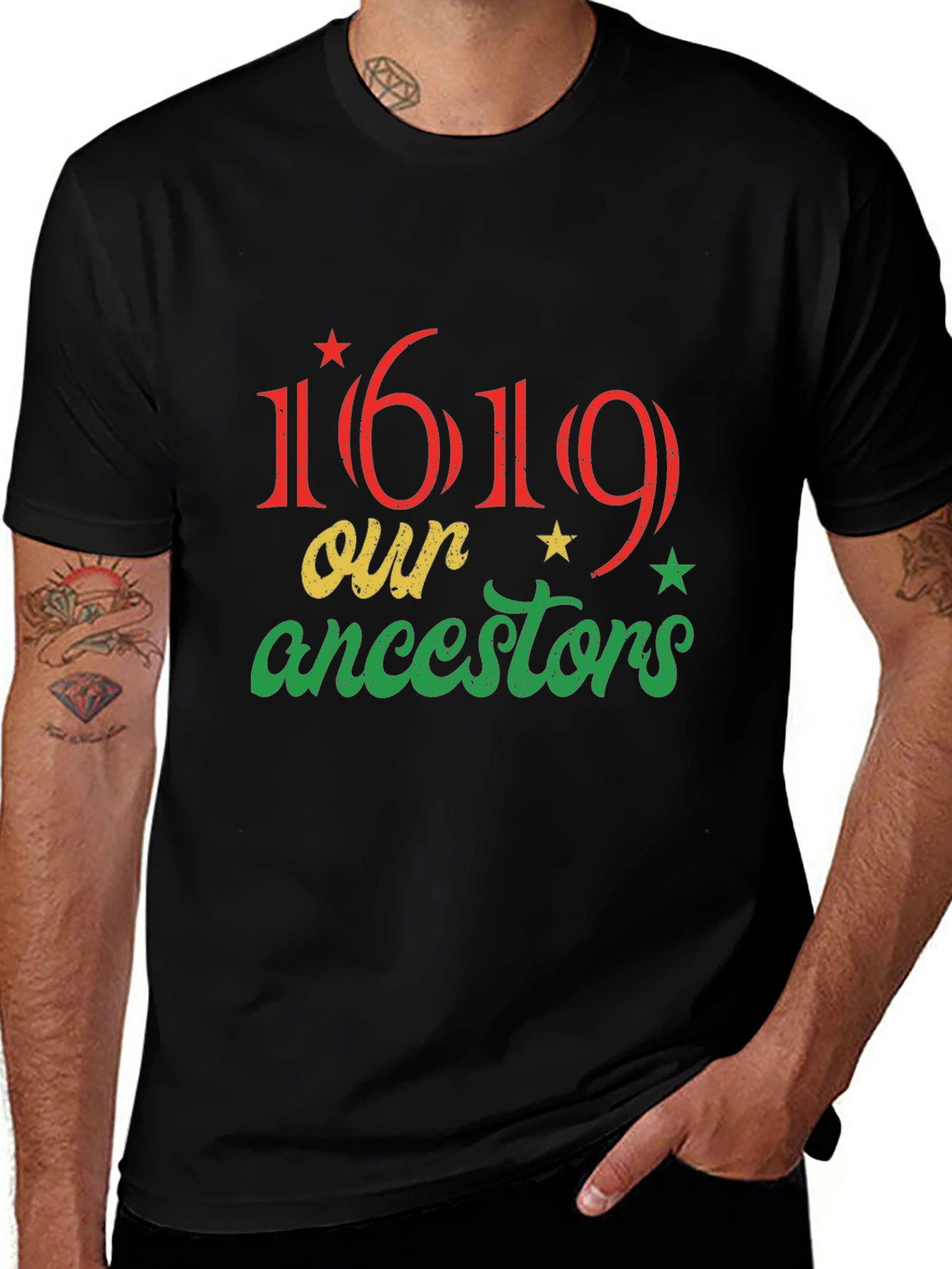 1619 Our Ancestors Graphic T-Shirt - Black