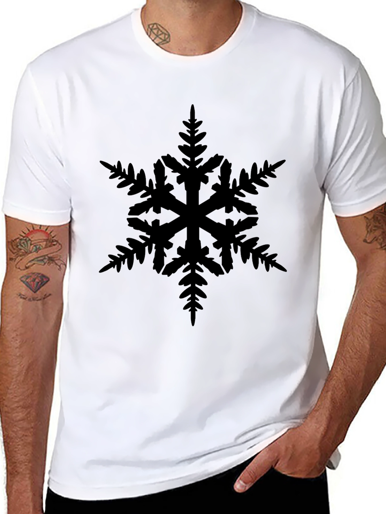 Black Snowflake Graphic Tee - Stylish Winter Wear