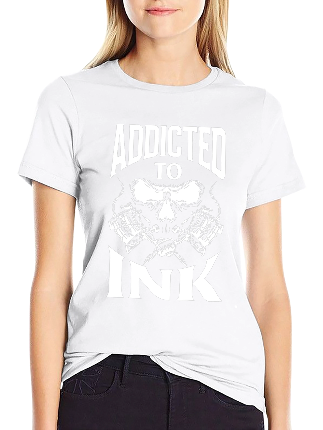 Addicted To Ink Skull Tattoo Artist Black T-Shirt