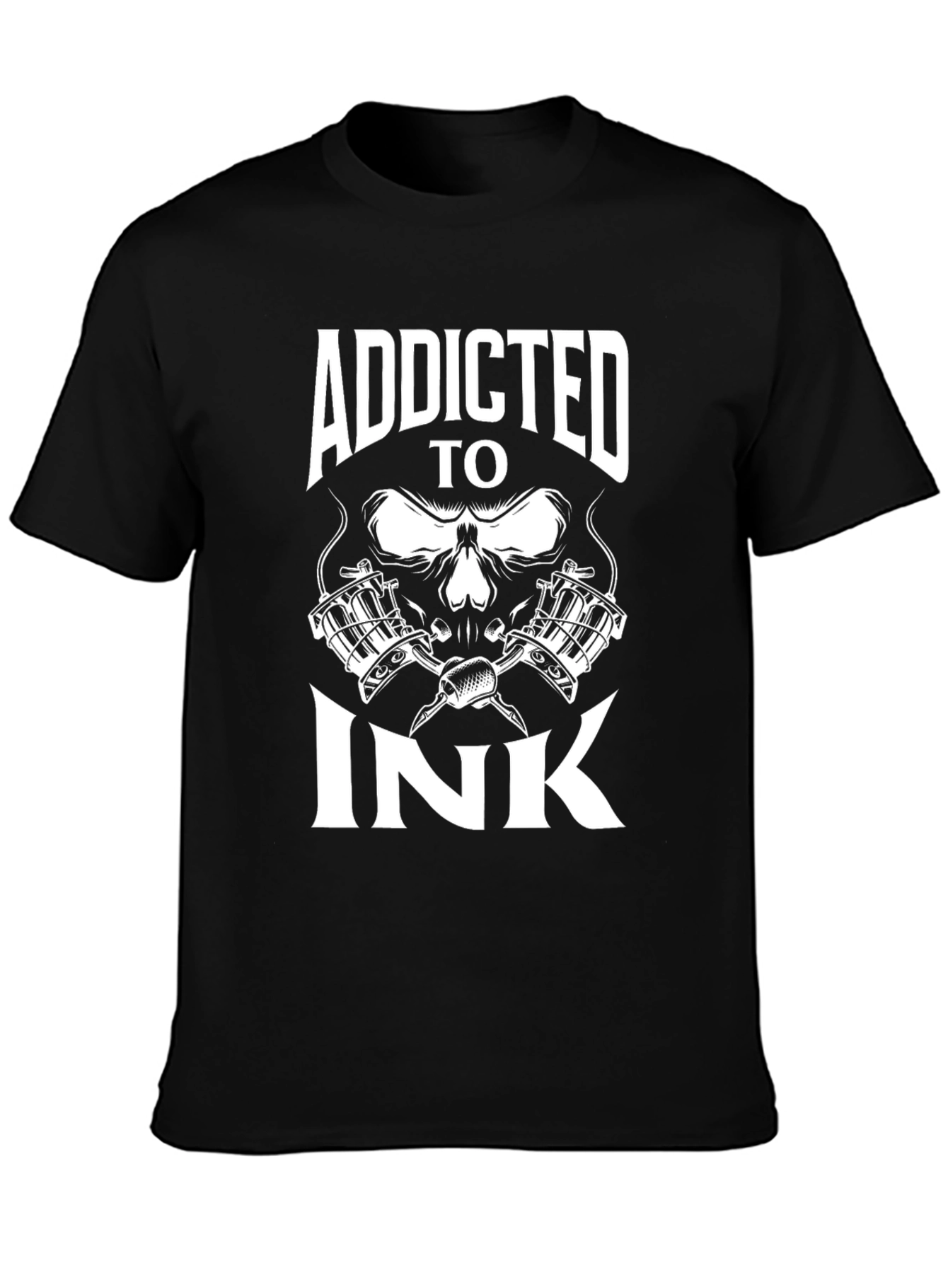Addicted To Ink Skull Tattoo Artist Black T-Shirt