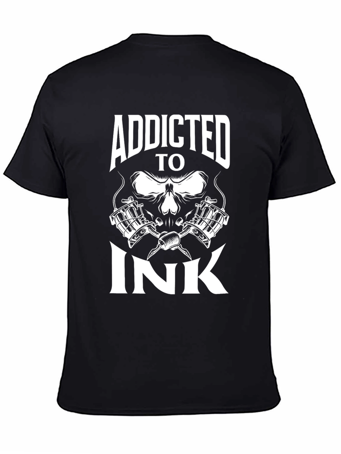 Addicted To Ink Skull Tattoo Artist Black T-Shirt