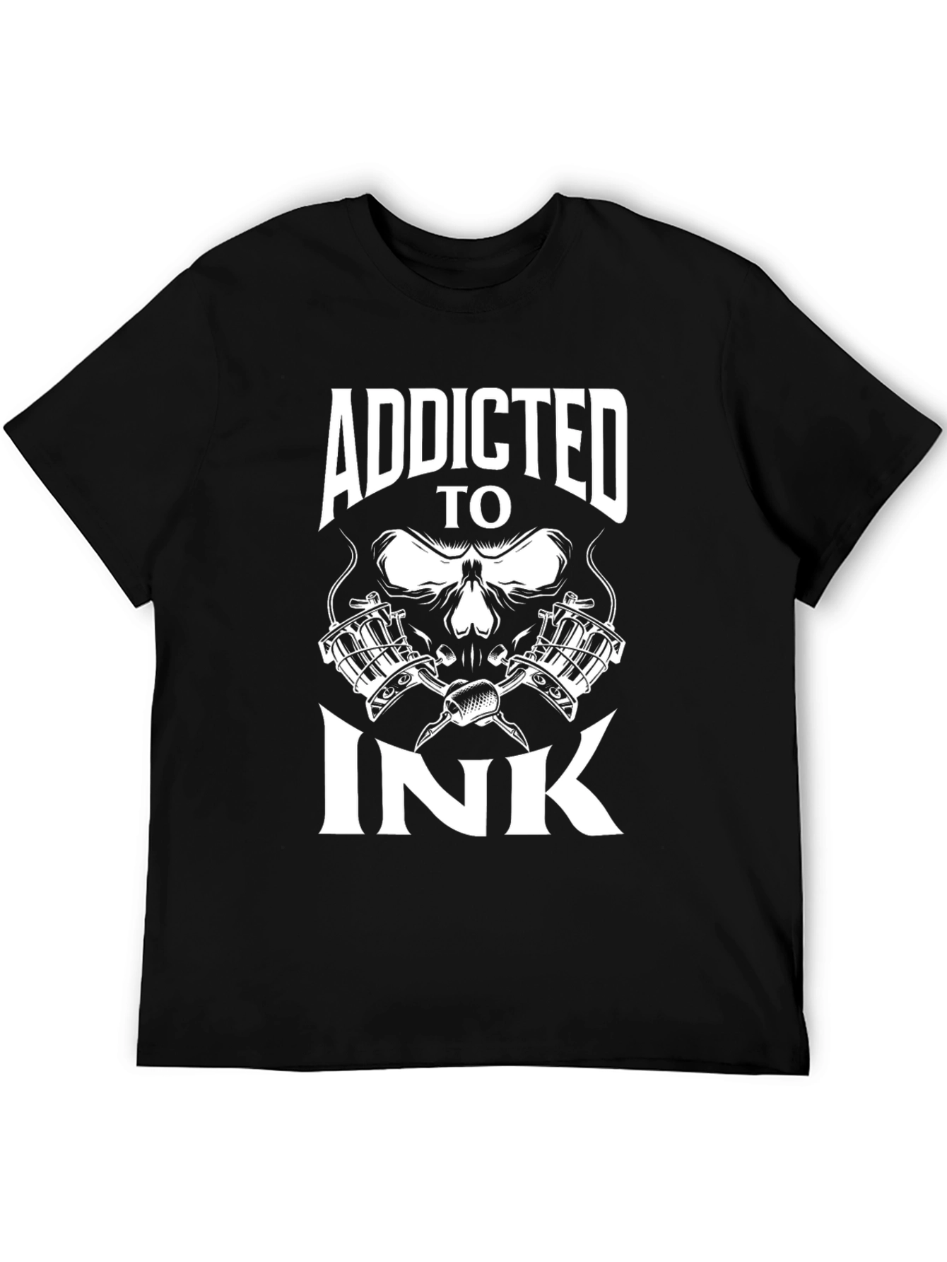 Addicted To Ink Skull Tattoo Artist Black T-Shirt