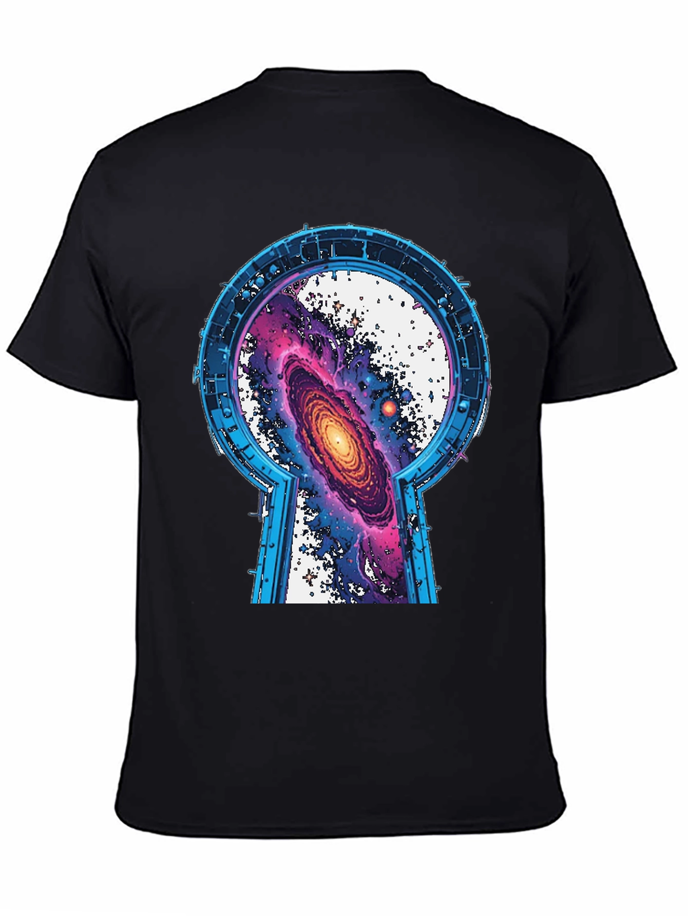 Galaxy Keyhole Graphic Tee - Unisex Black T-Shirt