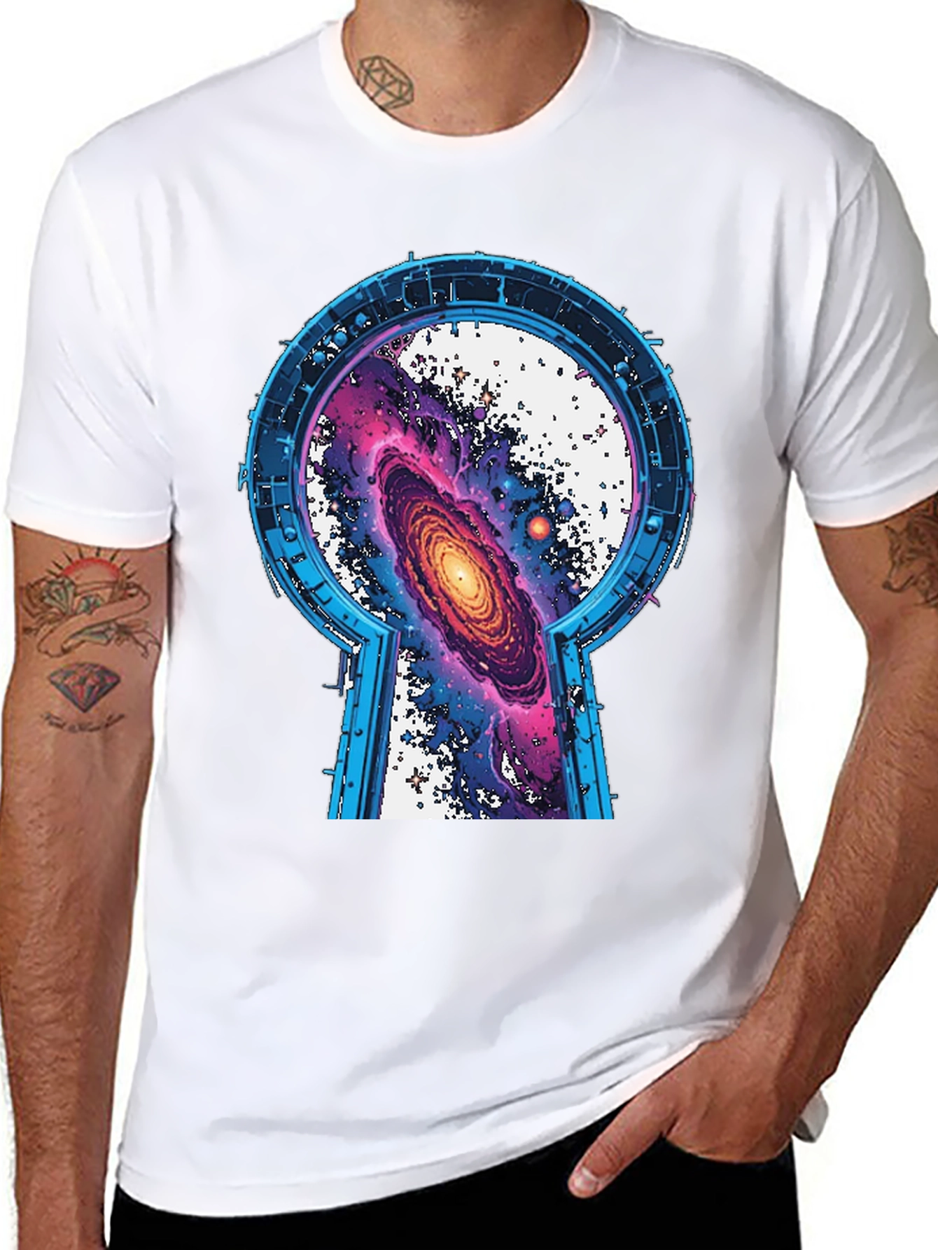 Galaxy Keyhole Graphic Tee - Unisex Black T-Shirt
