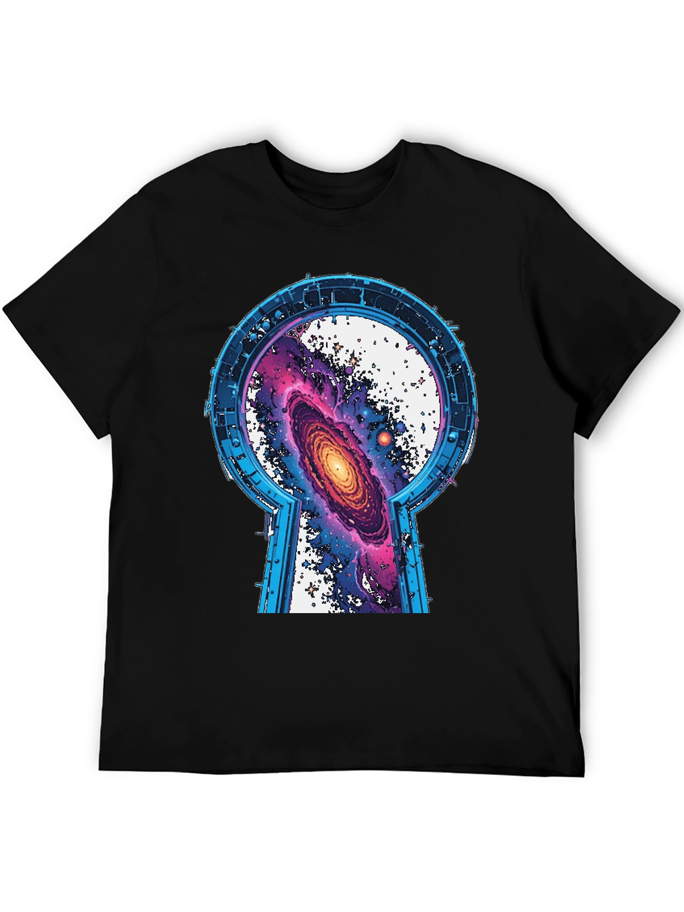 Galaxy Keyhole Graphic Tee - Unisex Black T-Shirt