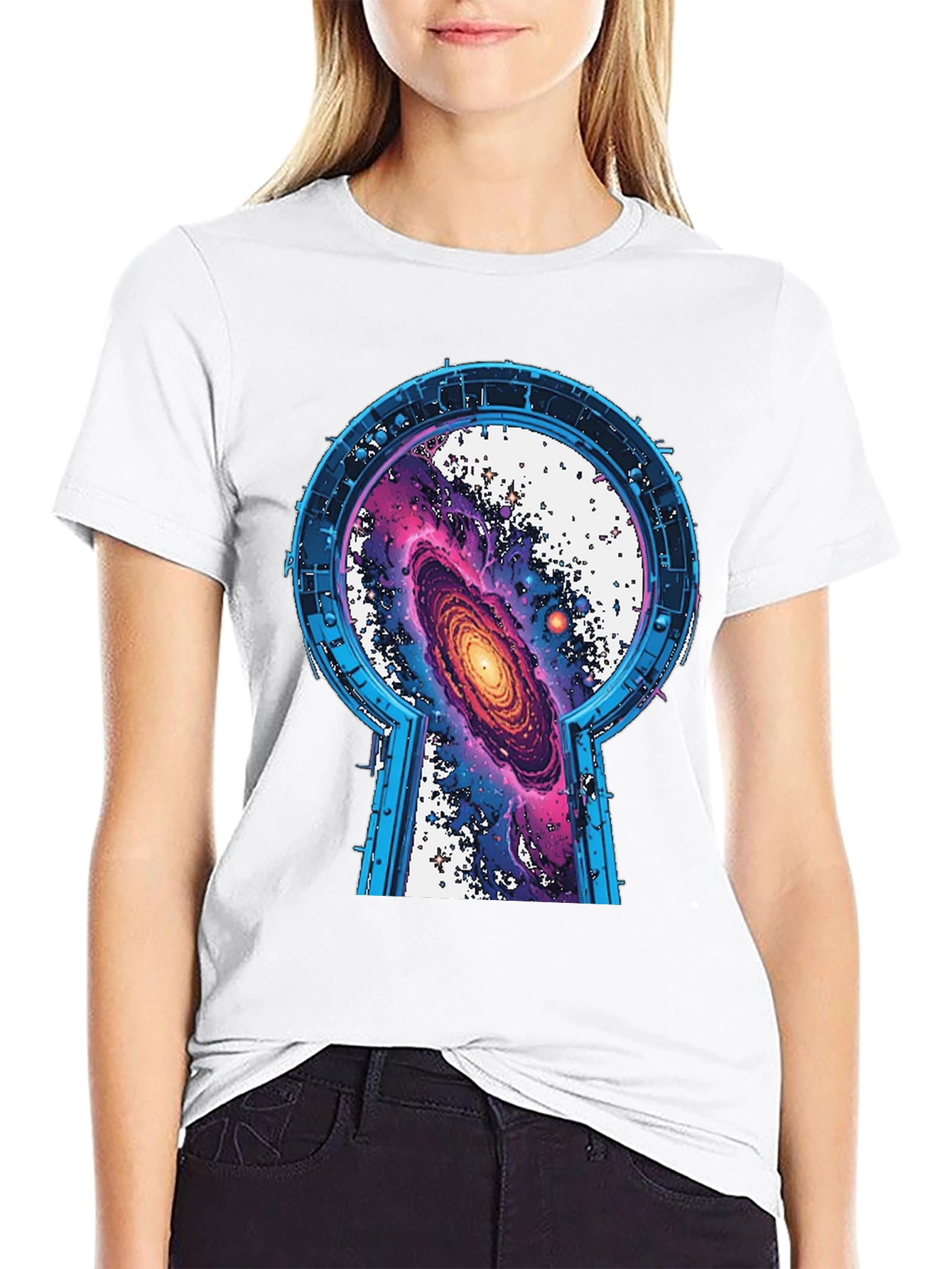 Galaxy Keyhole Graphic Tee - Unisex Black T-Shirt