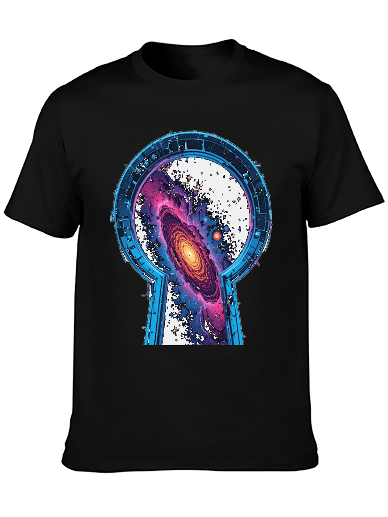 Galaxy Keyhole Graphic Tee - Unisex Black T-Shirt