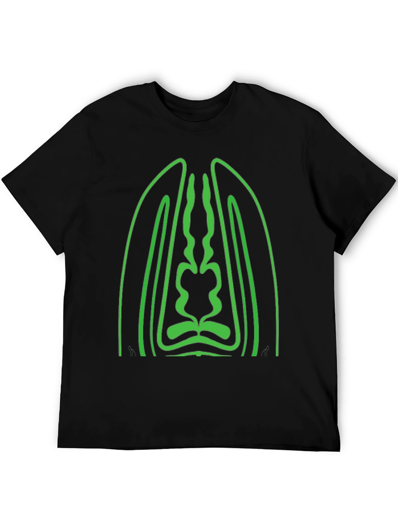 Geometric Green Graphic Black T-Shirt