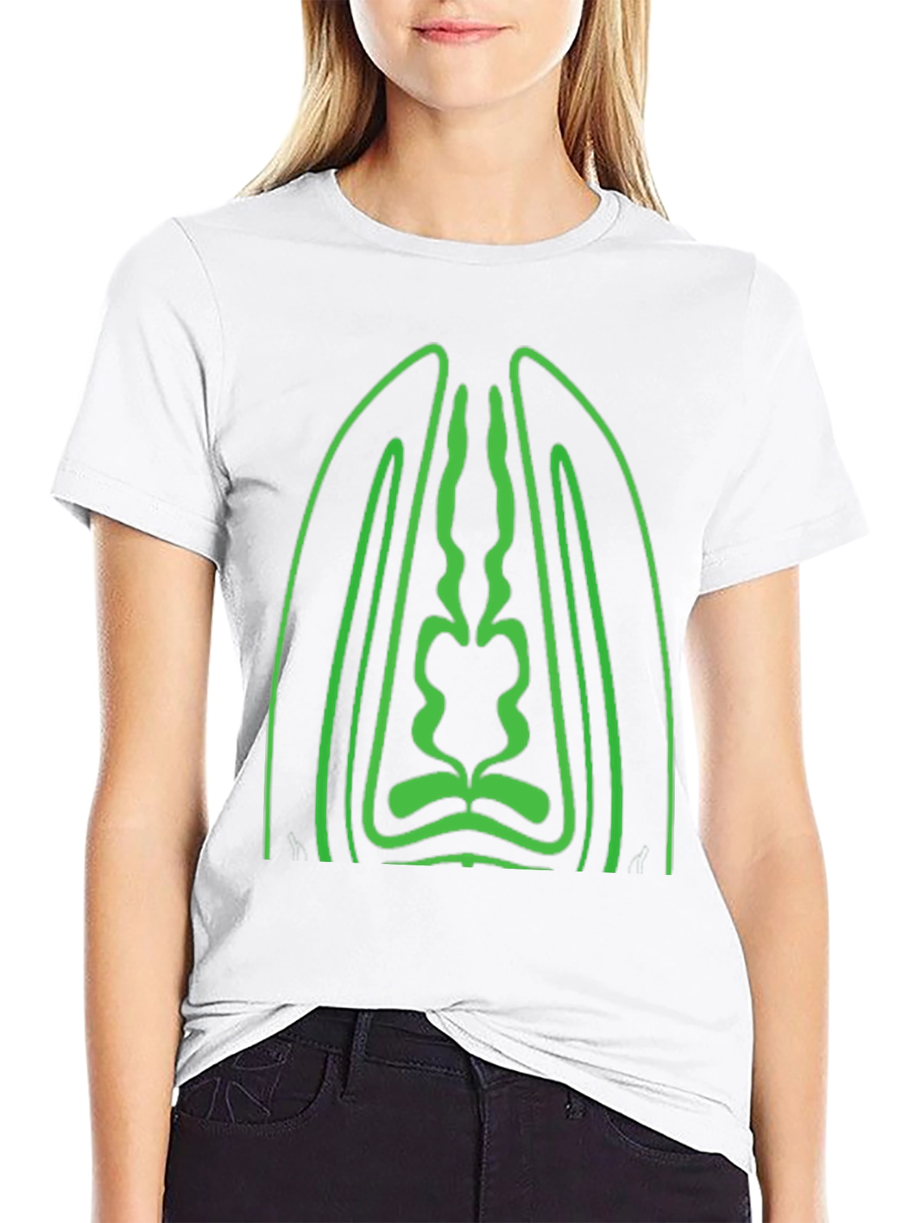 Geometric Green Graphic Black T-Shirt