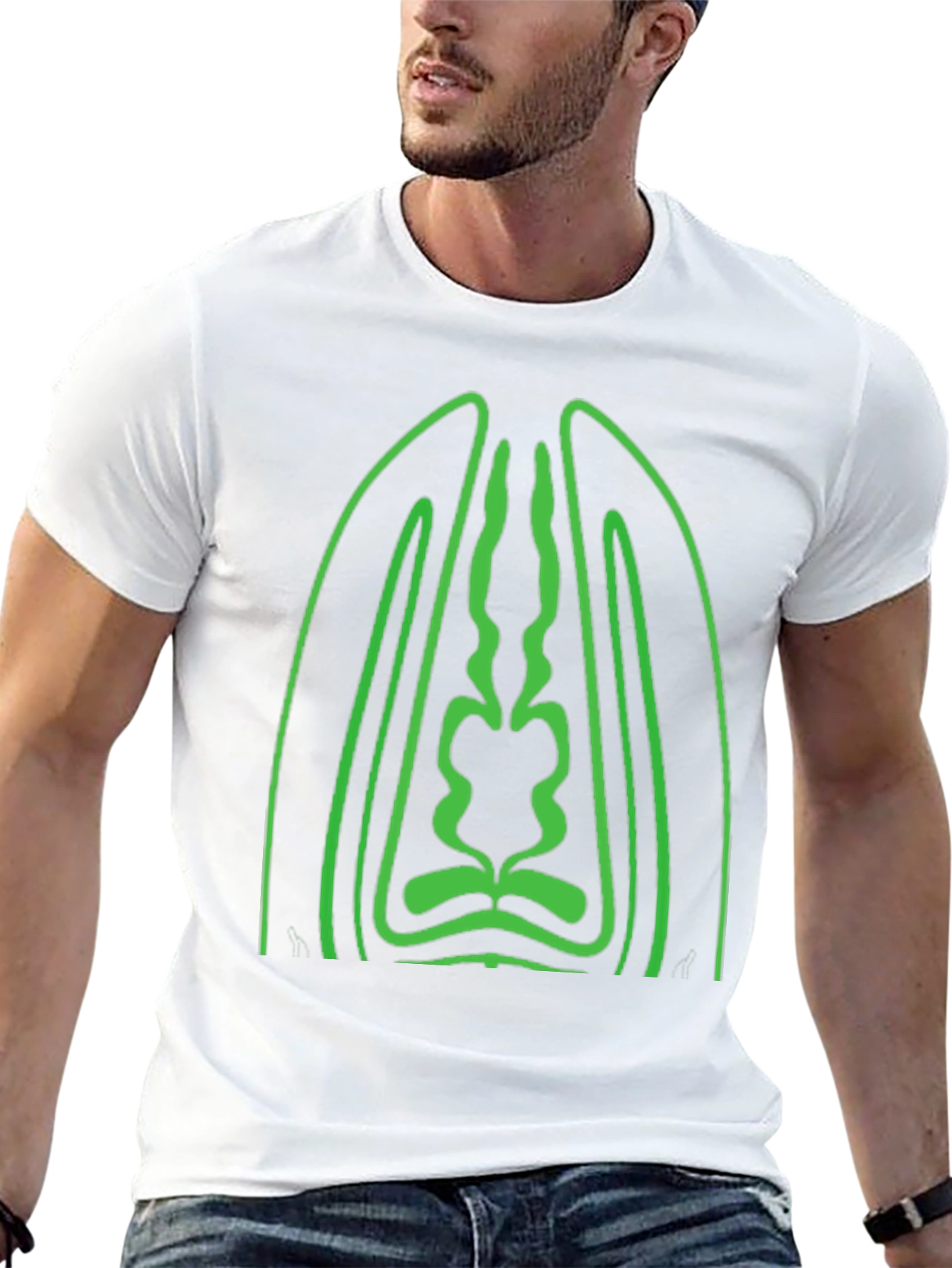 Geometric Green Graphic Black T-Shirt