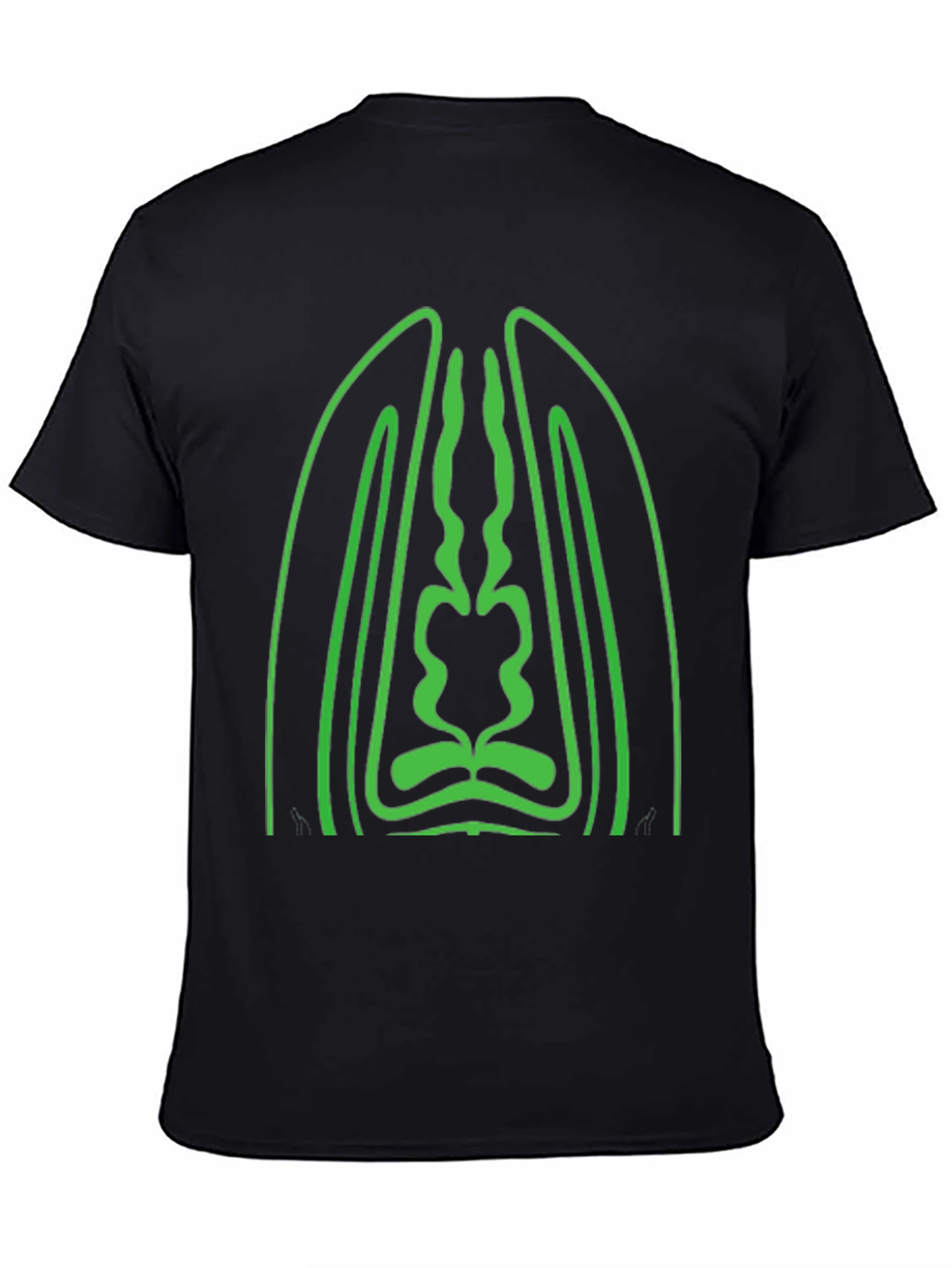 Geometric Green Graphic Black T-Shirt