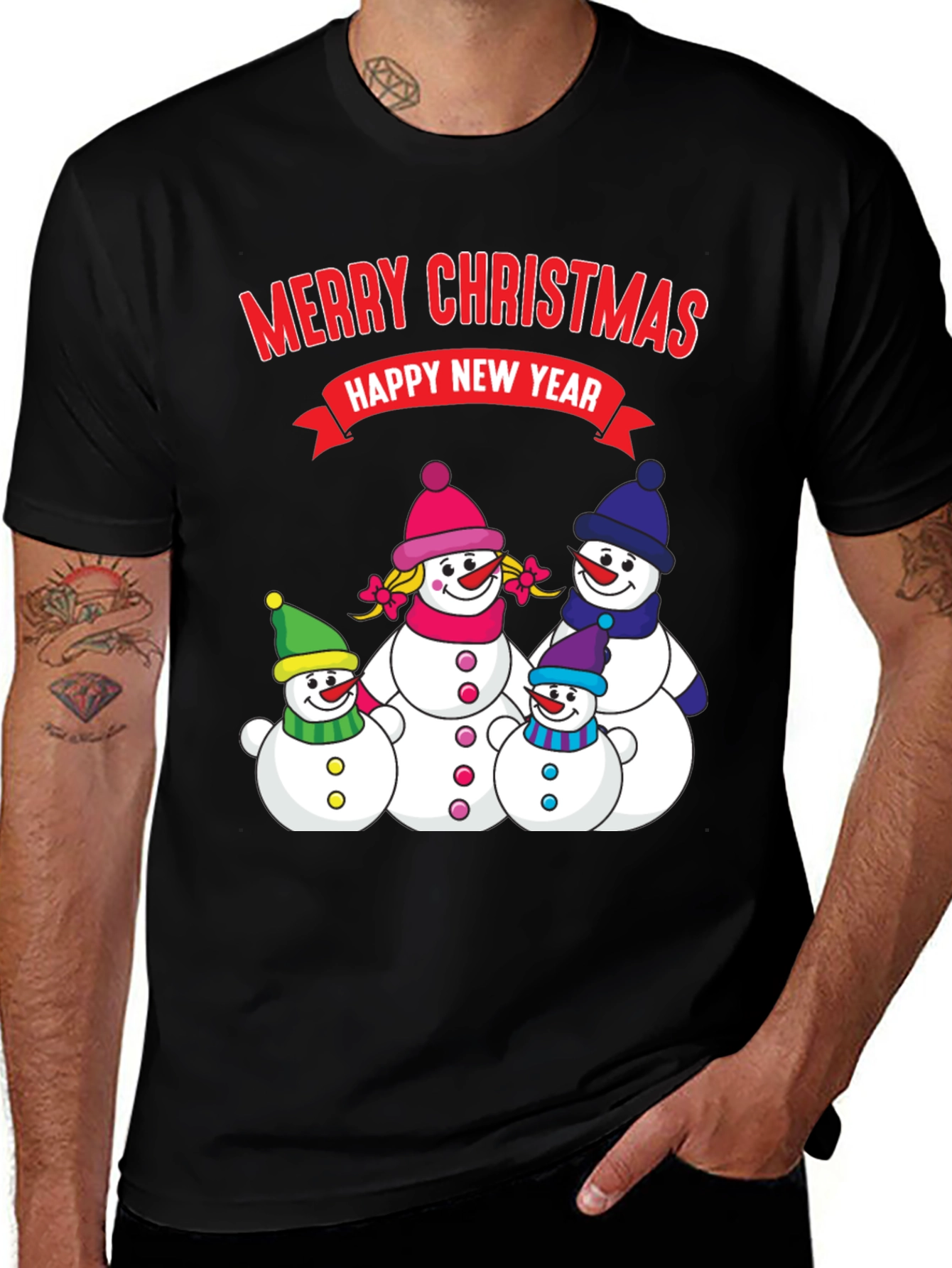 Festive Snowman Family Christmas T-Shirt