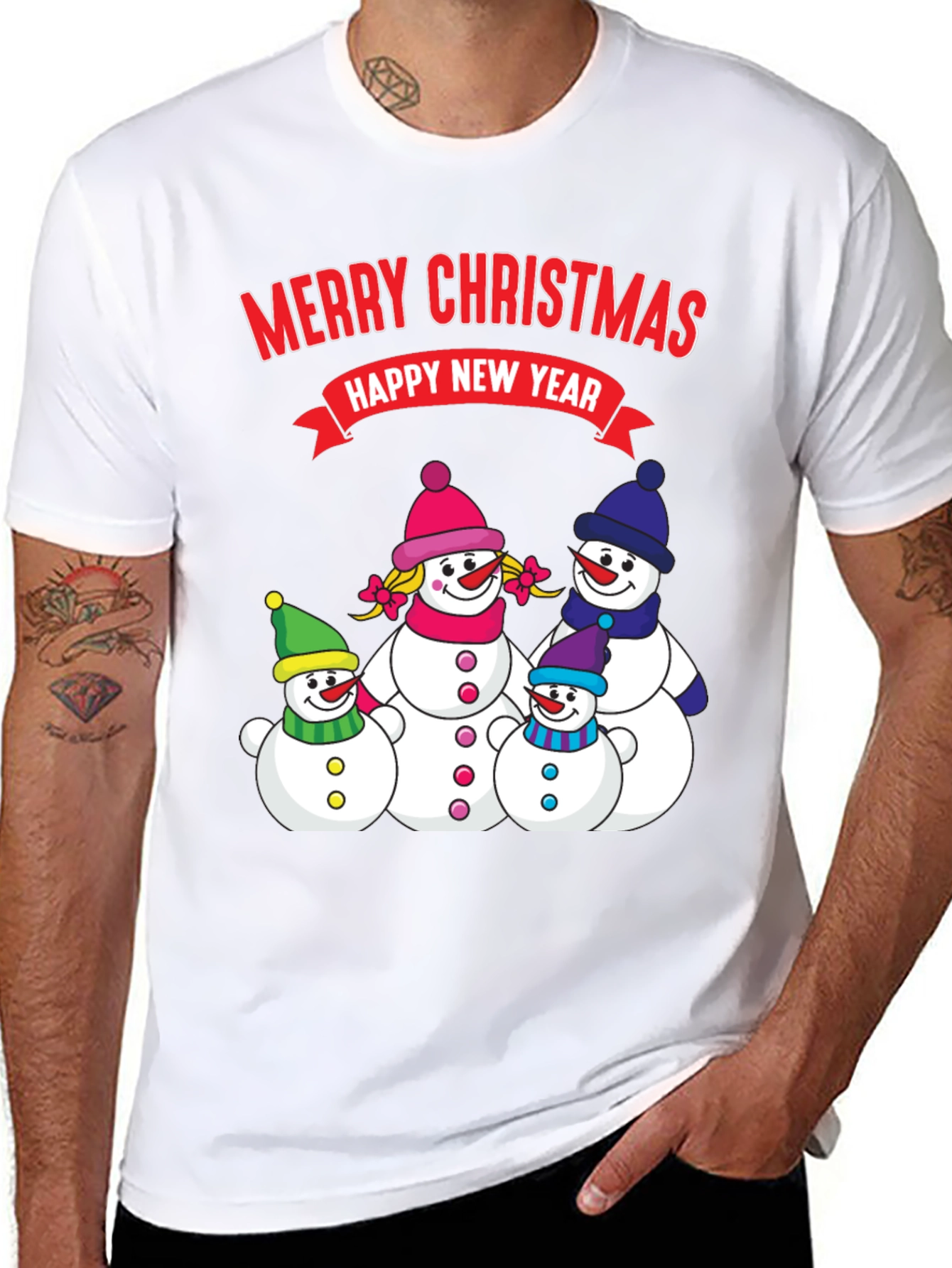Festive Snowman Family Christmas T-Shirt