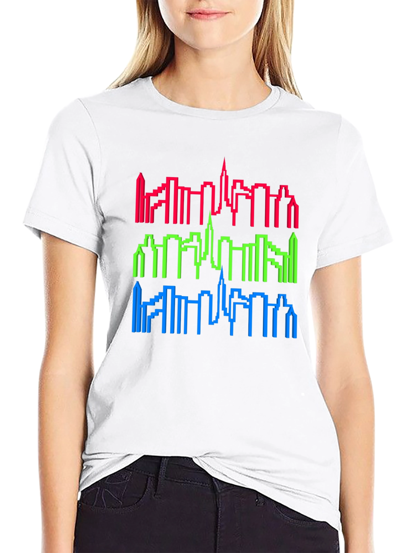 Retro Pixel Cityscape T-Shirt