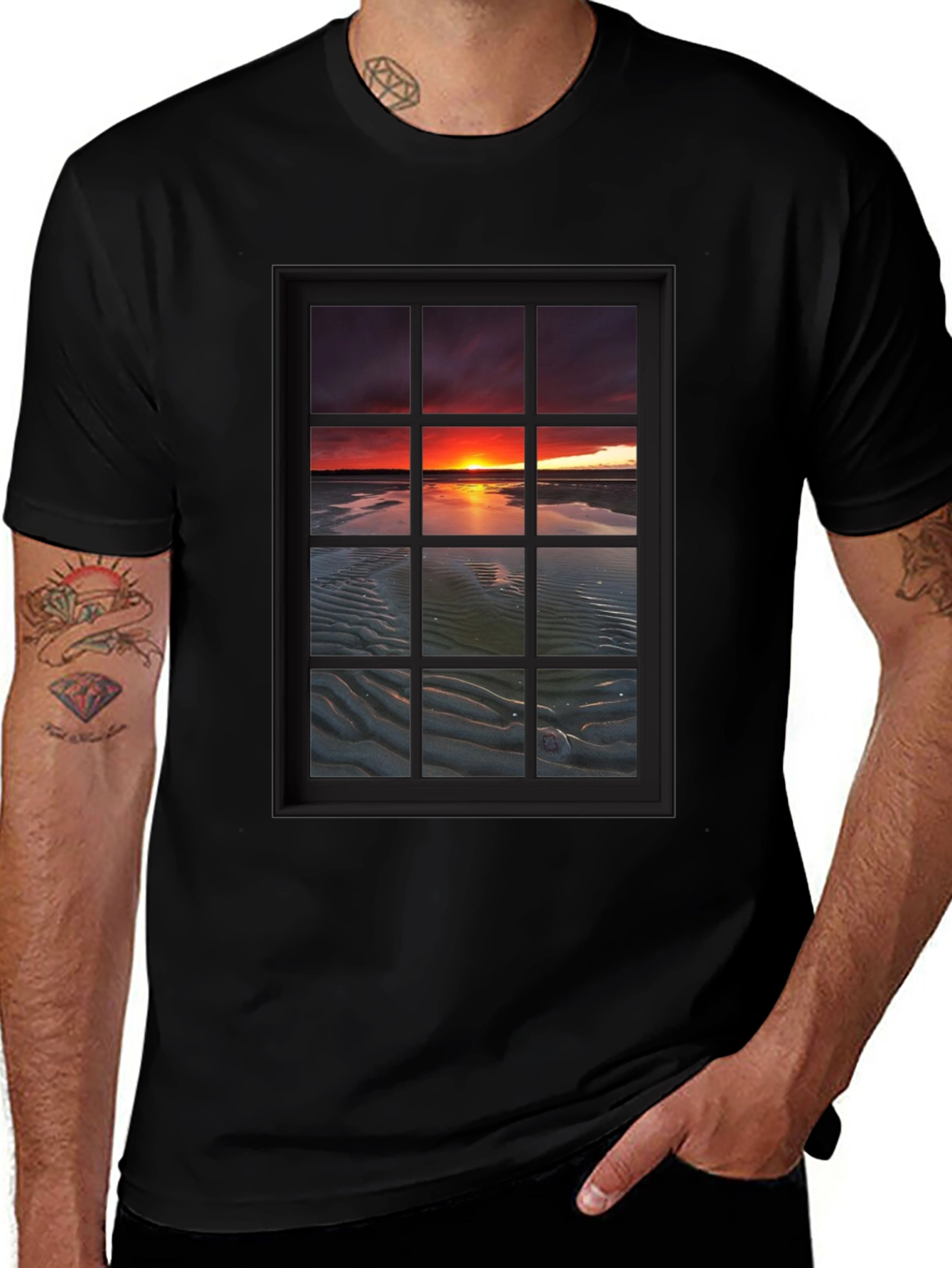 Sunset Window View Graphic T-Shirt