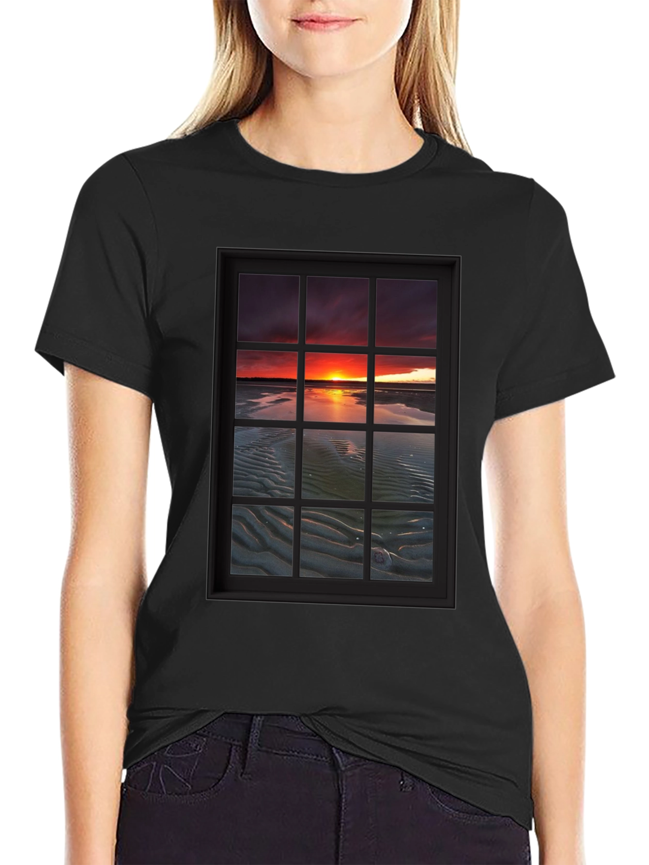 Sunset Window View Graphic T-Shirt