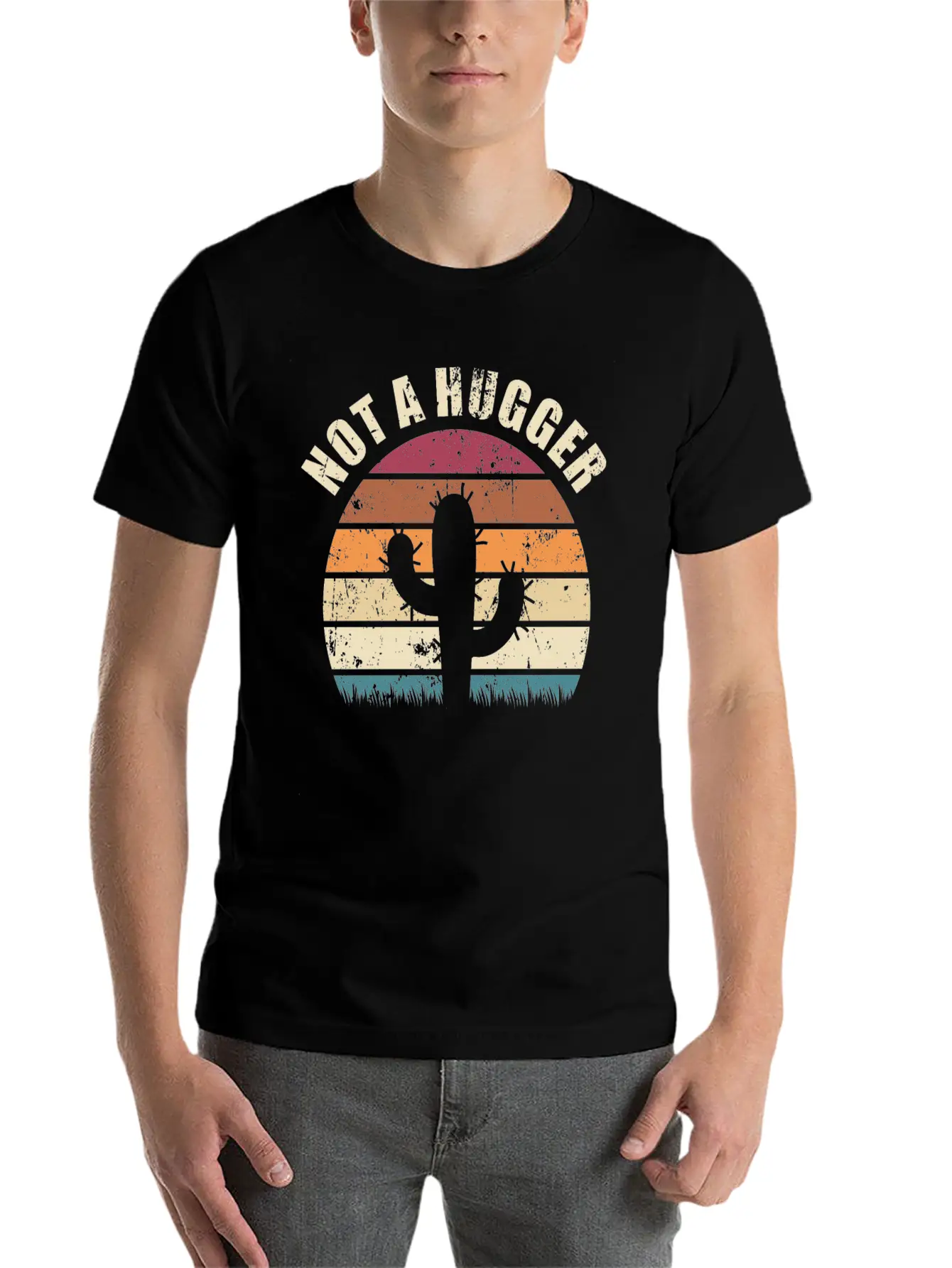 Not A Hugger Cactus Sarcastic Memes Unisex Casual T-Shirt – Clean Design For Daily Comfort