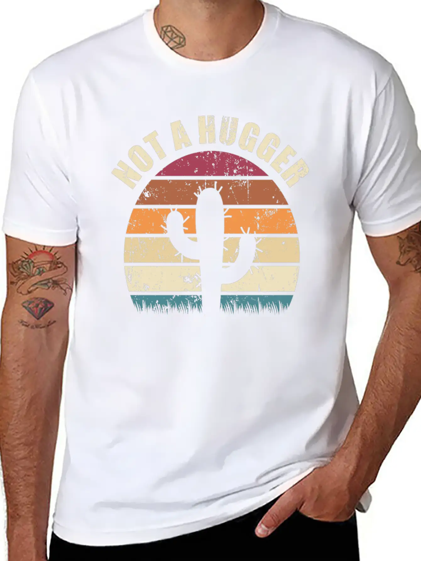 Not A Hugger Cactus Sarcastic Memes Unisex Casual T-Shirt – Clean Design For Daily Comfort