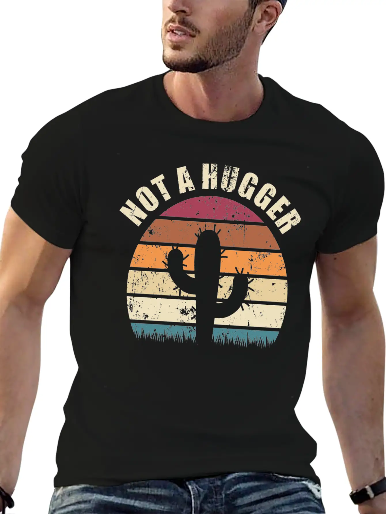 Not A Hugger Cactus Sarcastic Memes Unisex Casual T-Shirt – Clean Design For Daily Comfort