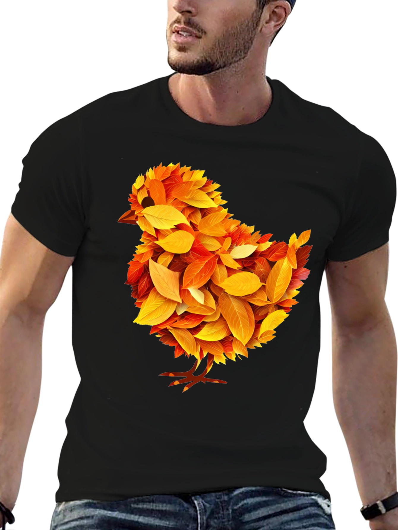 Autumn Chick T-Shirt - Fall Leaves Design