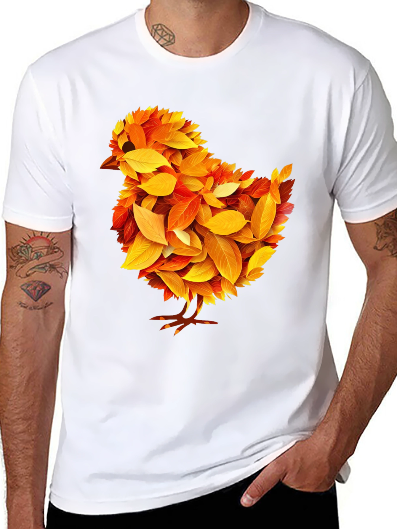 Autumn Chick T-Shirt - Fall Leaves Design