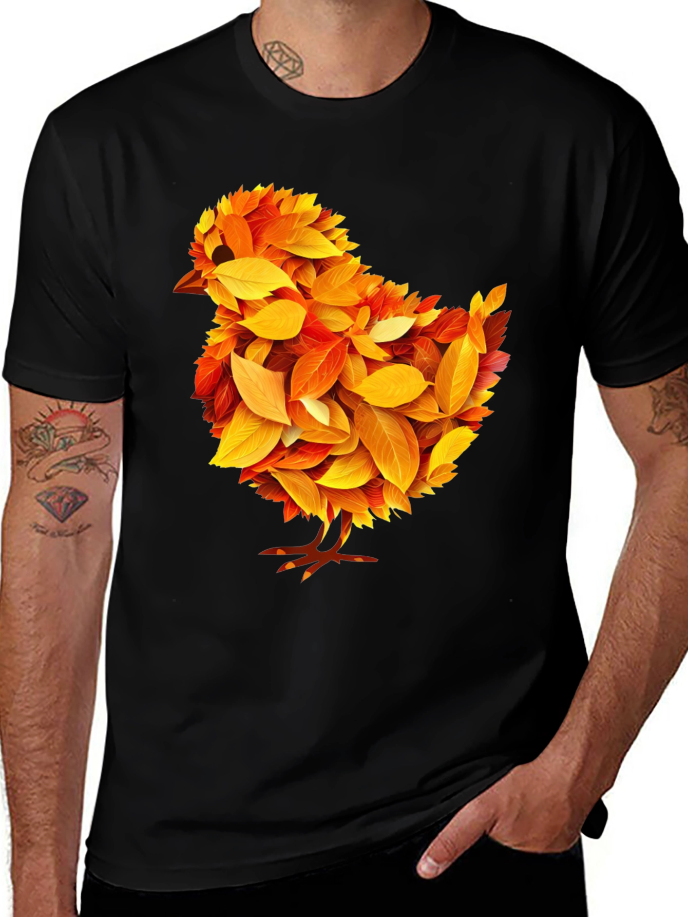 Autumn Chick T-Shirt - Fall Leaves Design