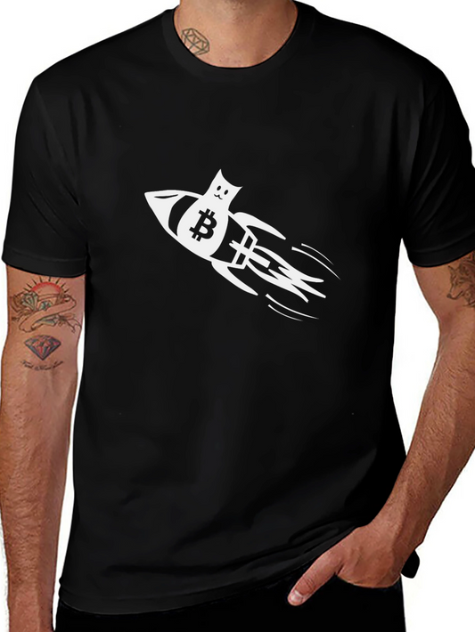 Bitcoin Rocket Cat T-Shirt - Crypto to the Moon!