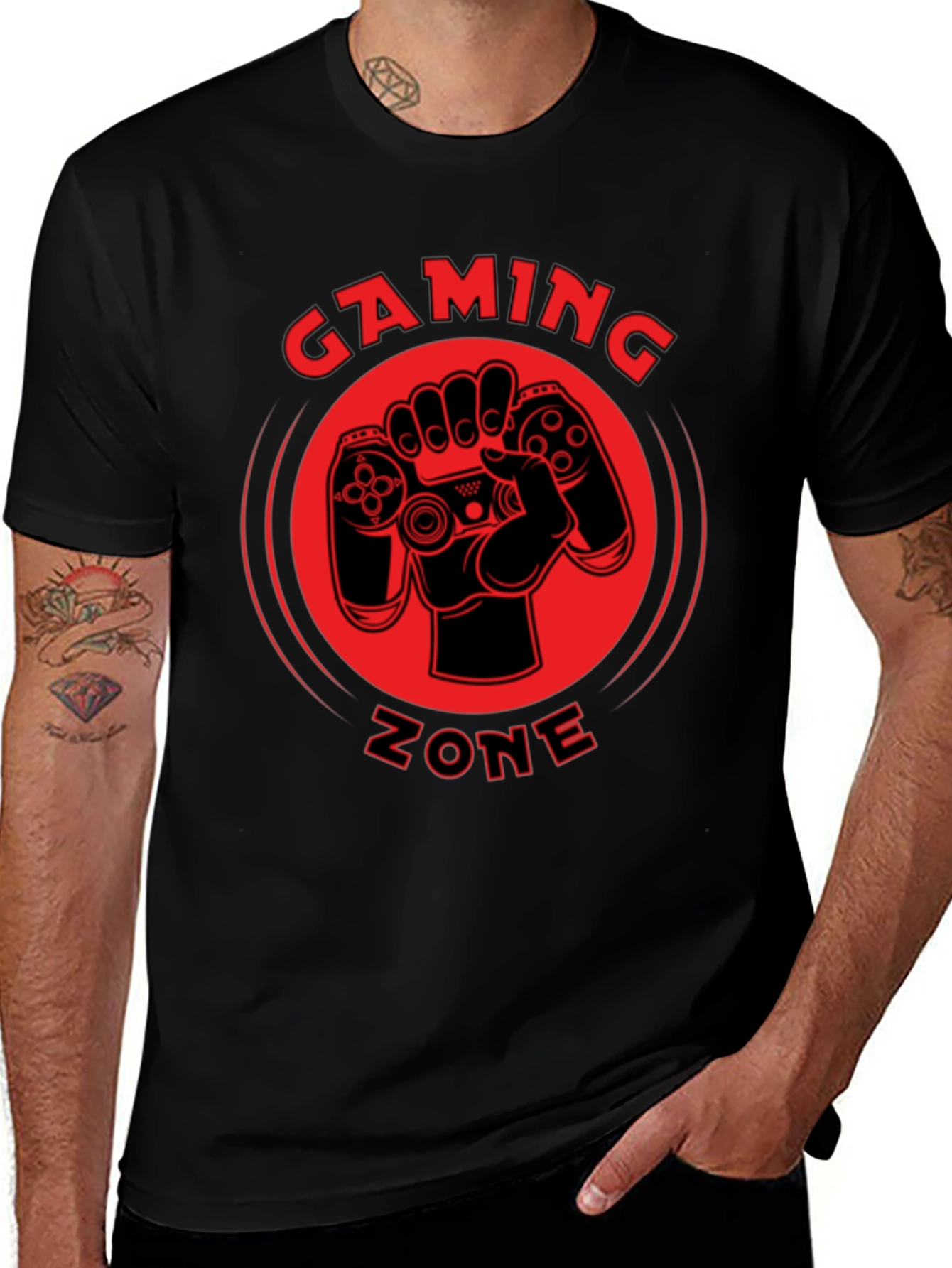 Gaming Zone Black Graphic Tee - Gamer T-Shirt