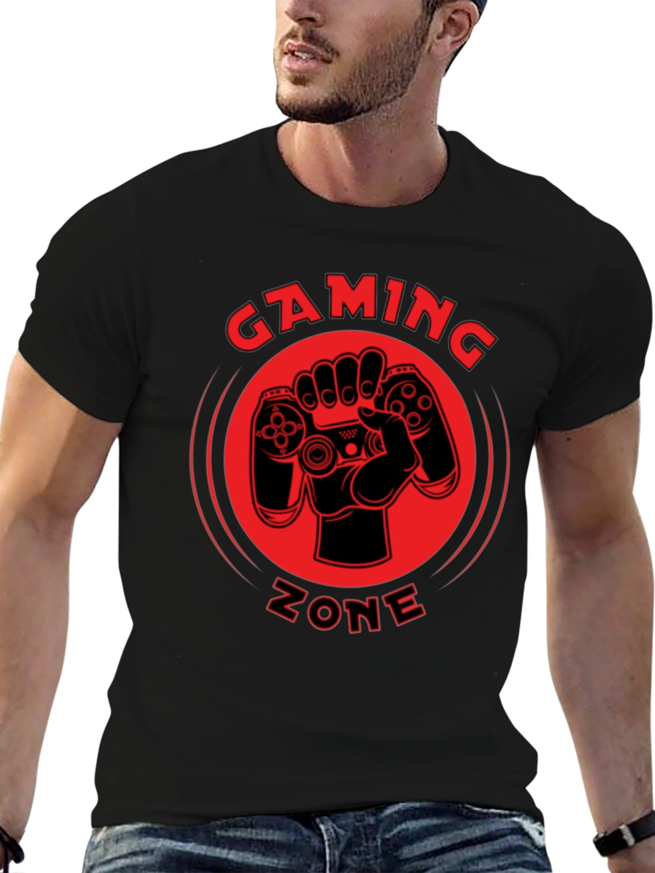 Gaming Zone Black Graphic Tee - Gamer T-Shirt