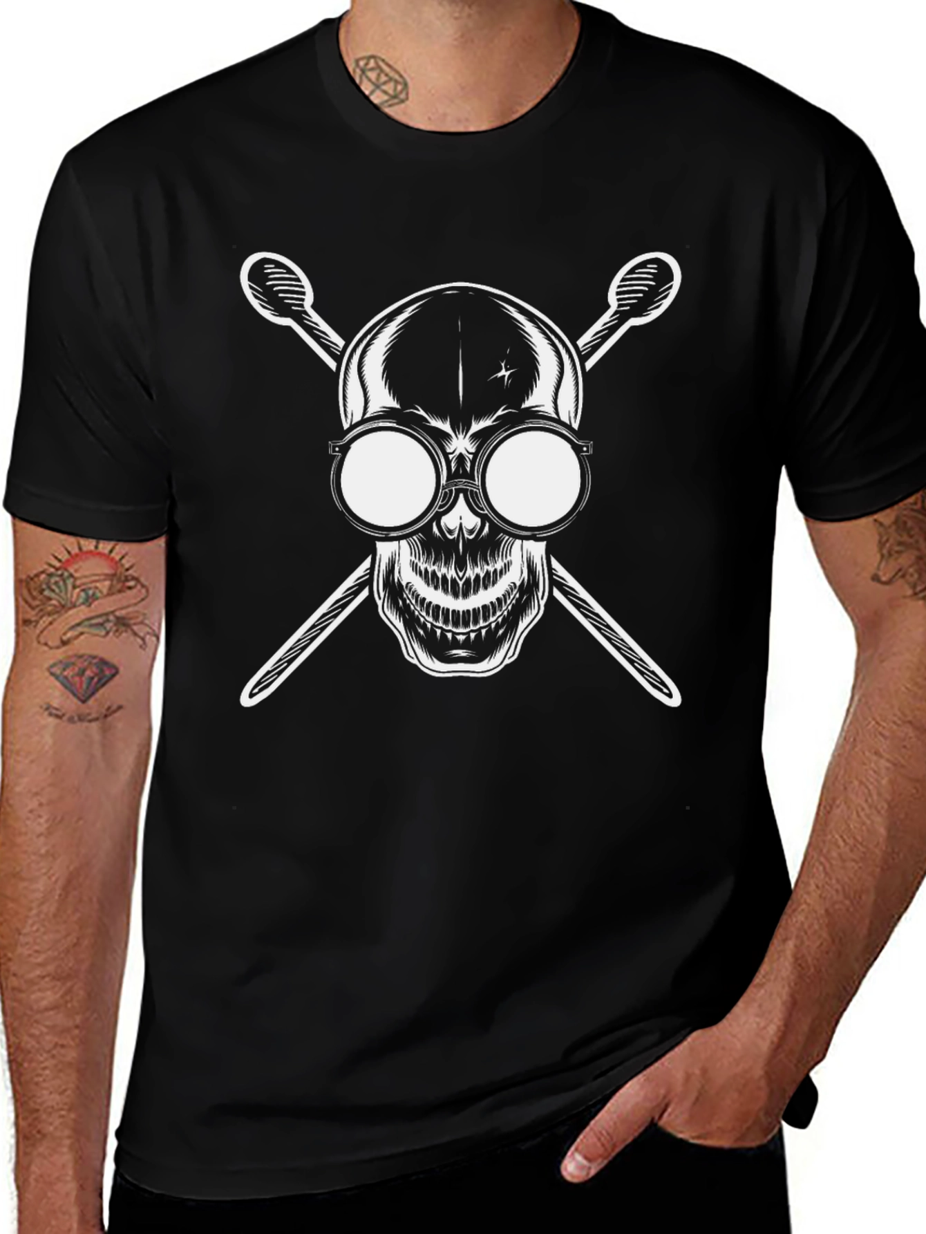 Skull & Sticks Graphic T-Shirt - Black