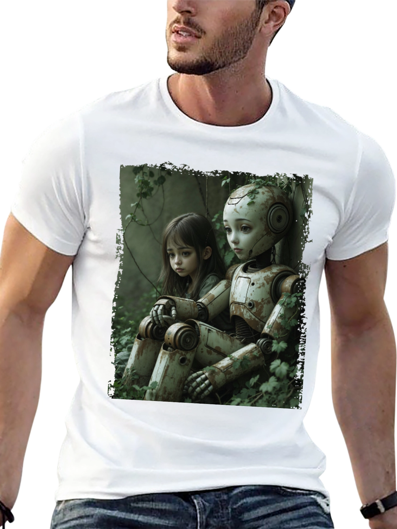 Girl and Robot Graphic T-Shirt
