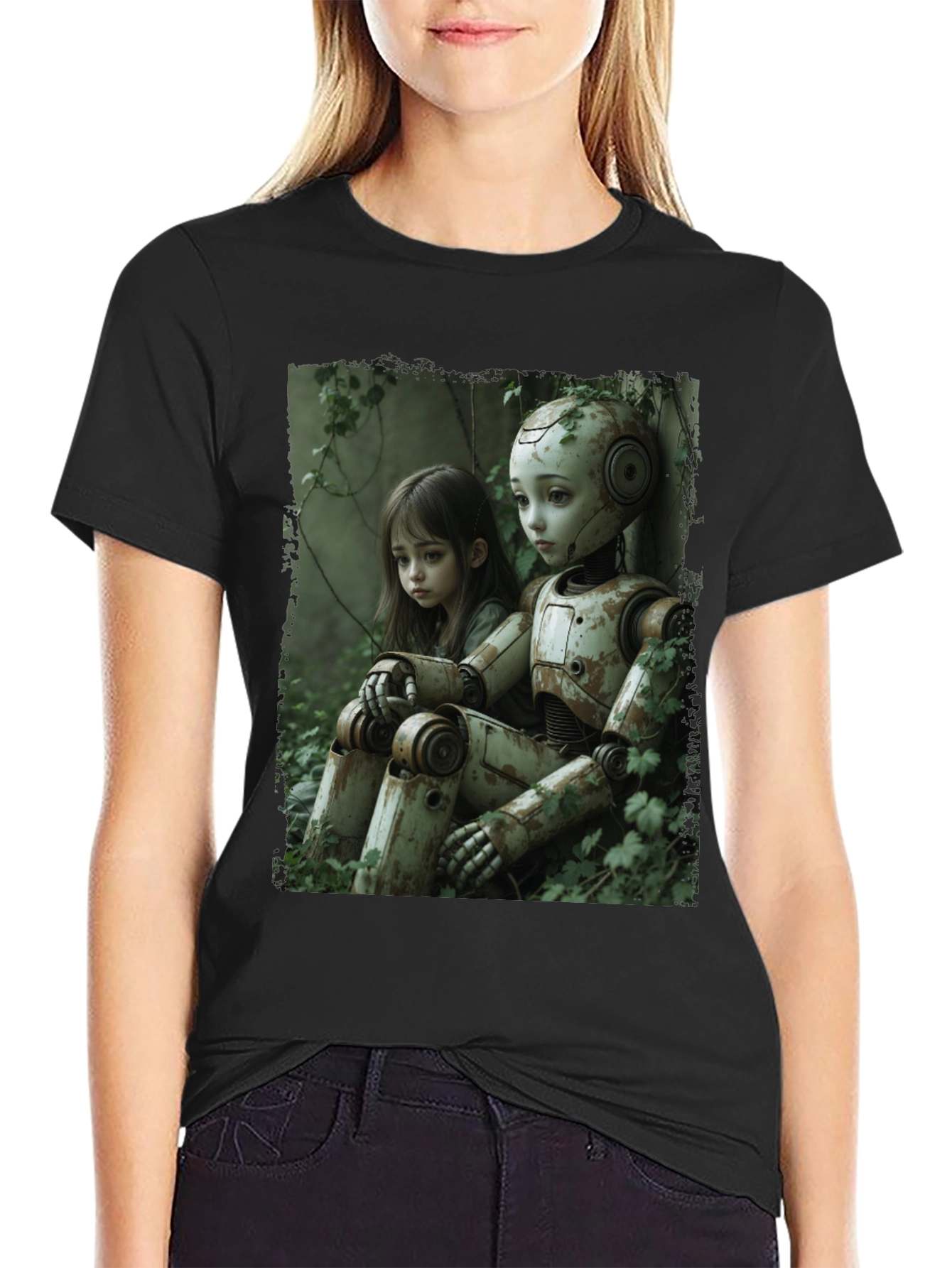 Girl and Robot Graphic T-Shirt