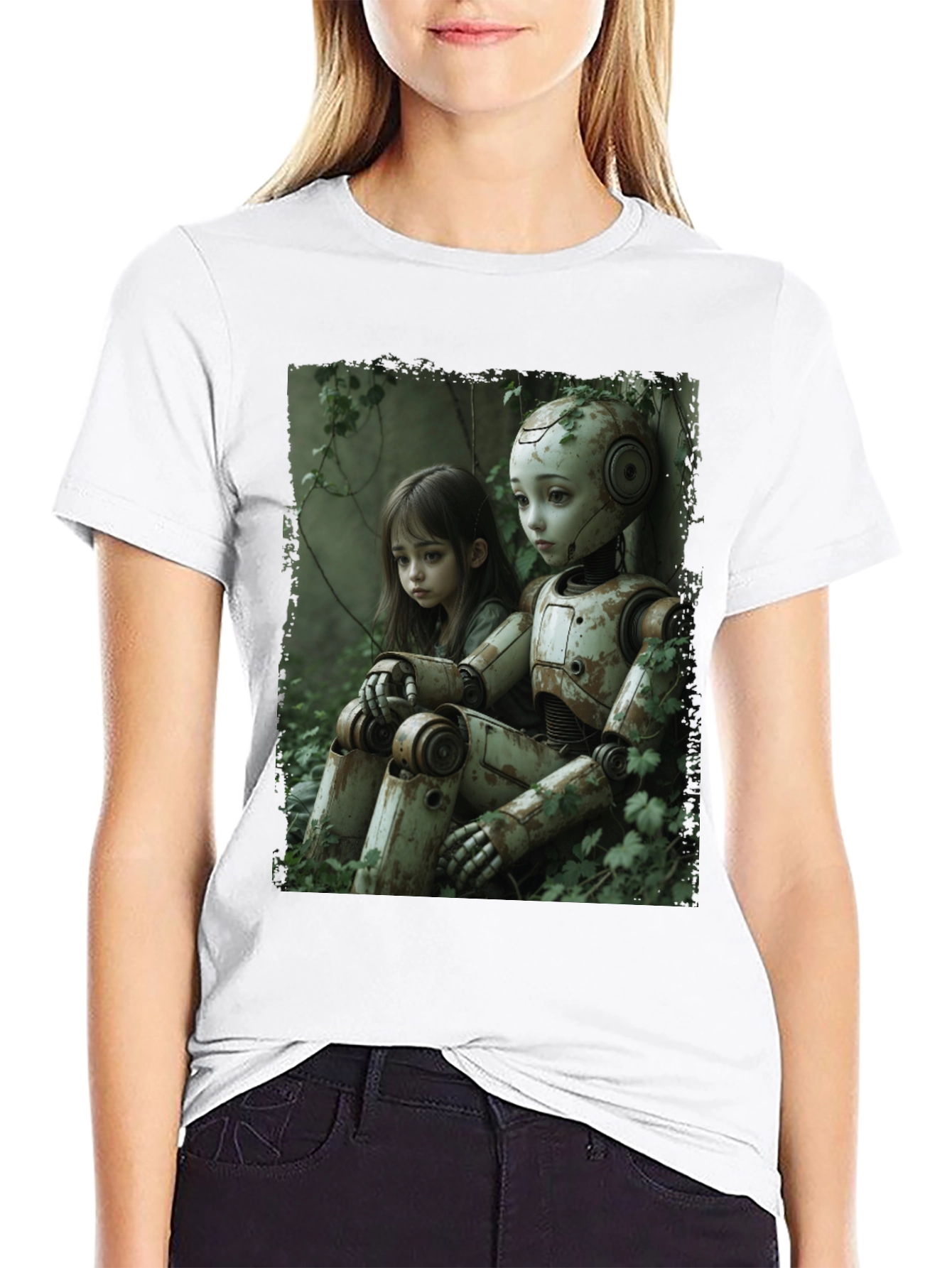 Girl and Robot Graphic T-Shirt