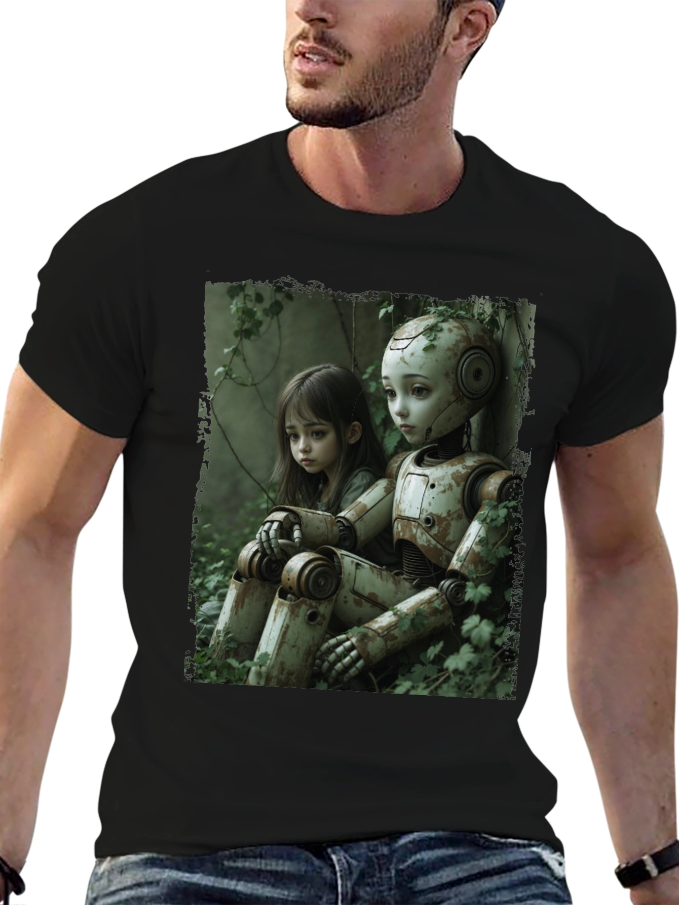 Girl and Robot Graphic T-Shirt