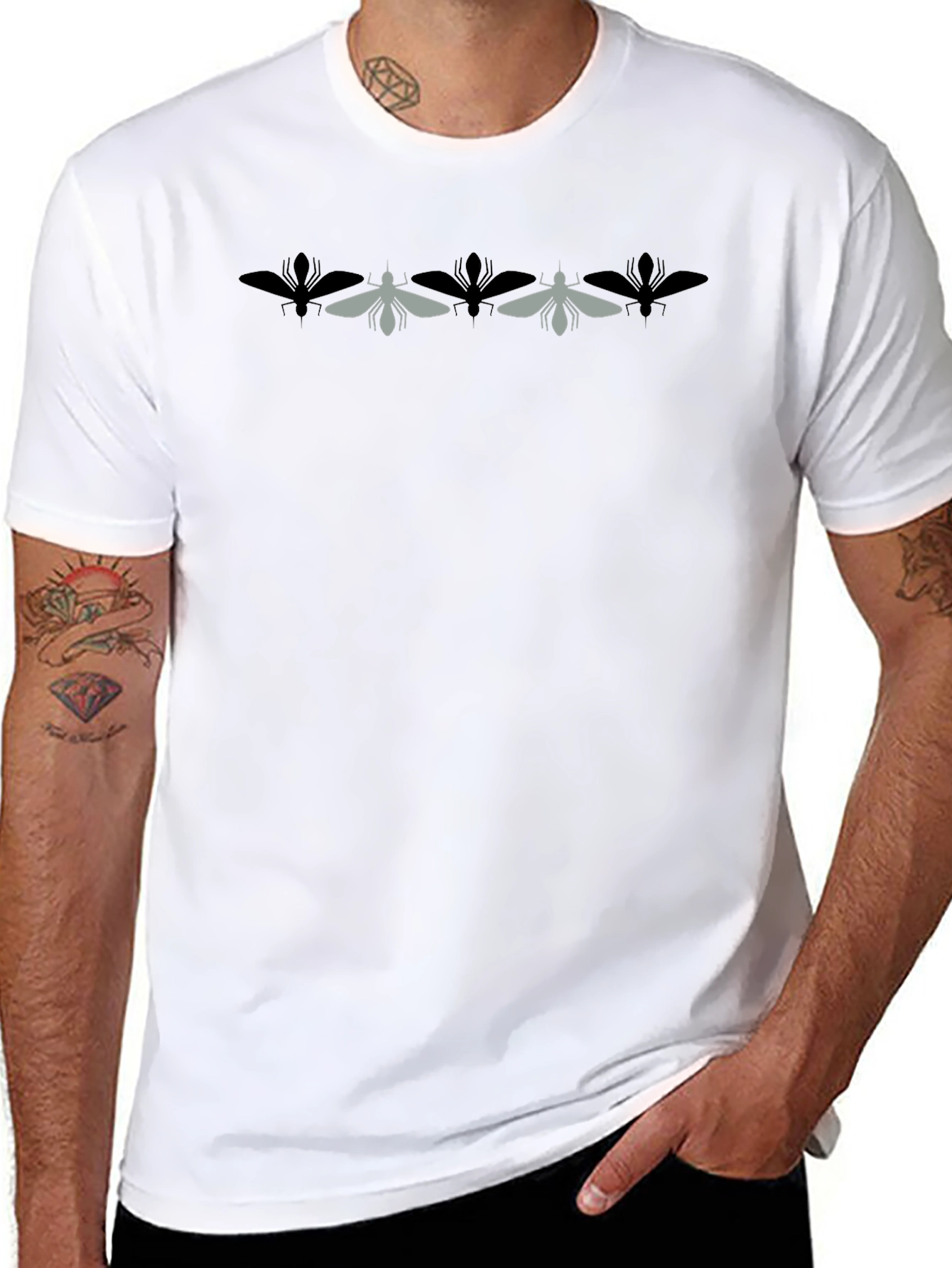 Modern Insect Graphic Black T-Shirt