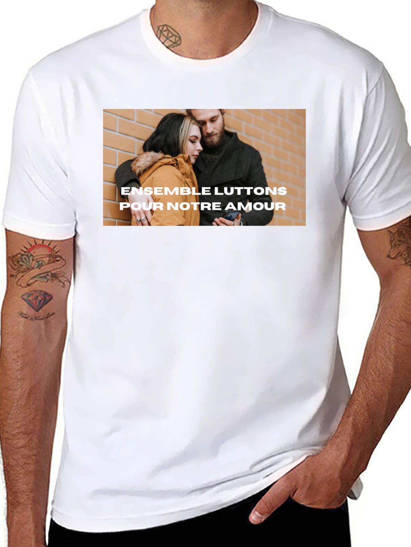 Trendy Black Tee with Love Graphic