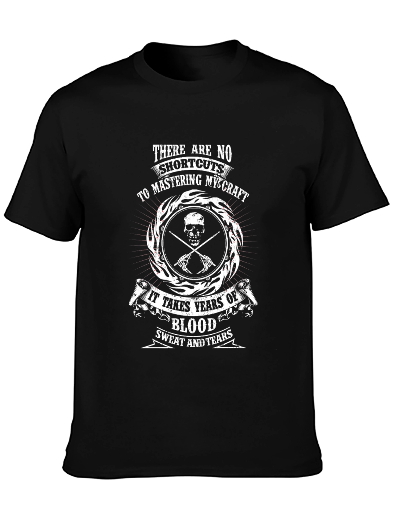 Mastering Craft T-Shirt: Skull & Cross Swords Design